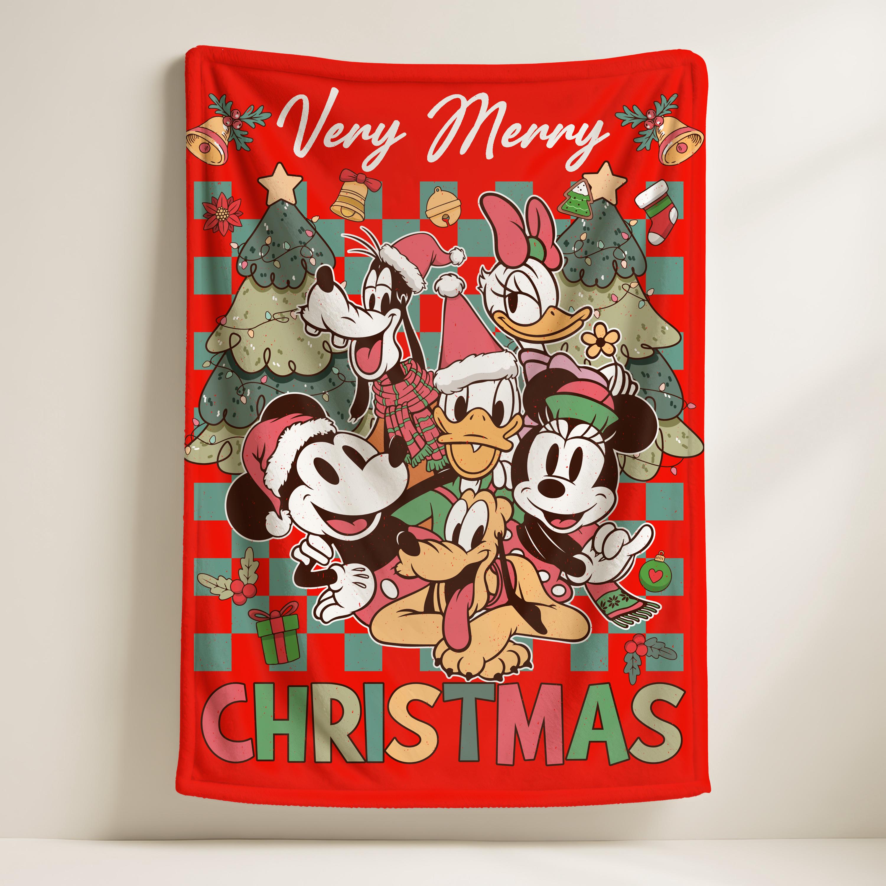 Disney Mickey's Very Merry Christmas Blanket,Mickey And Friends Christmas Blanket,Birthday Gift for Kids, Funny Mickey & Friend Nursery Gift