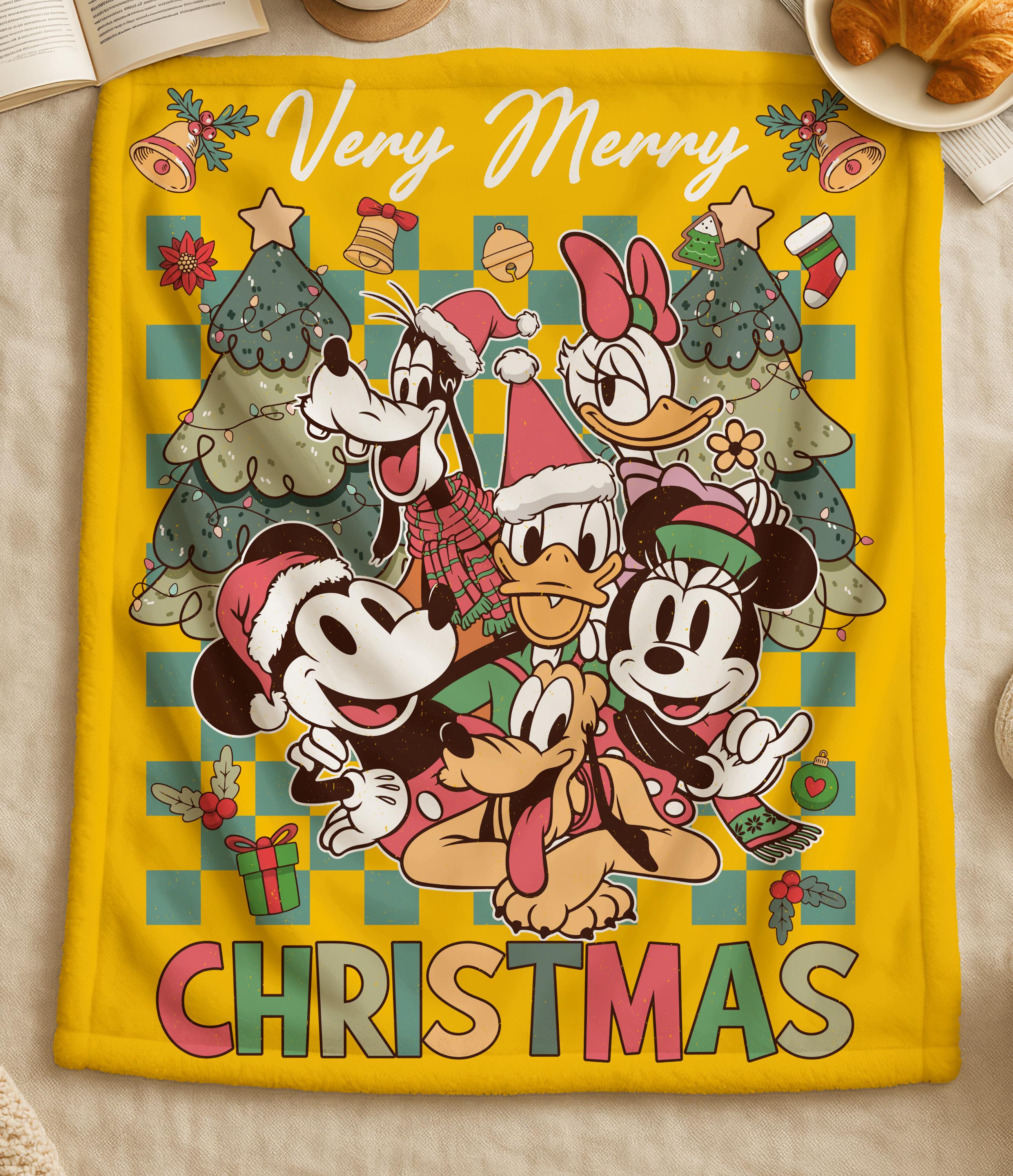 Disney Mickey's Very Merry Christmas Blanket,Mickey And Friends Christmas Blanket,Birthday Gift for Kids, Funny Mickey & Friend Nursery Gift