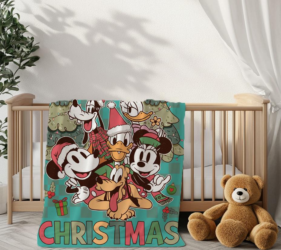 Disney Mickey's Very Merry Christmas Blanket,Mickey And Friends Christmas Blanket,Birthday Gift for Kids, Funny Mickey & Friend Nursery Gift
