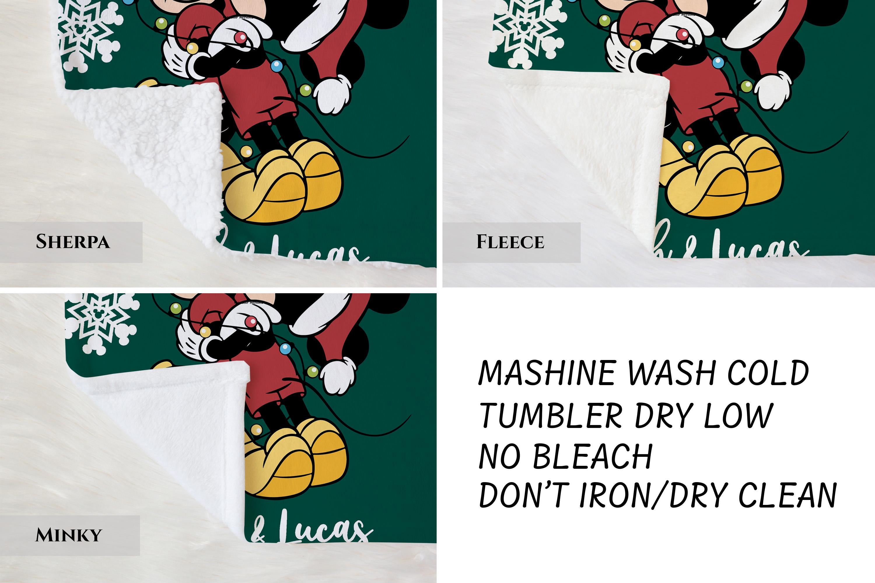 Custom Name Couple Christmas Mickey & Minnie Fleece Blanket, Holiday Magic Throw,Custom Name Gifts, Personalized Mom Gift, Valentine Blanket