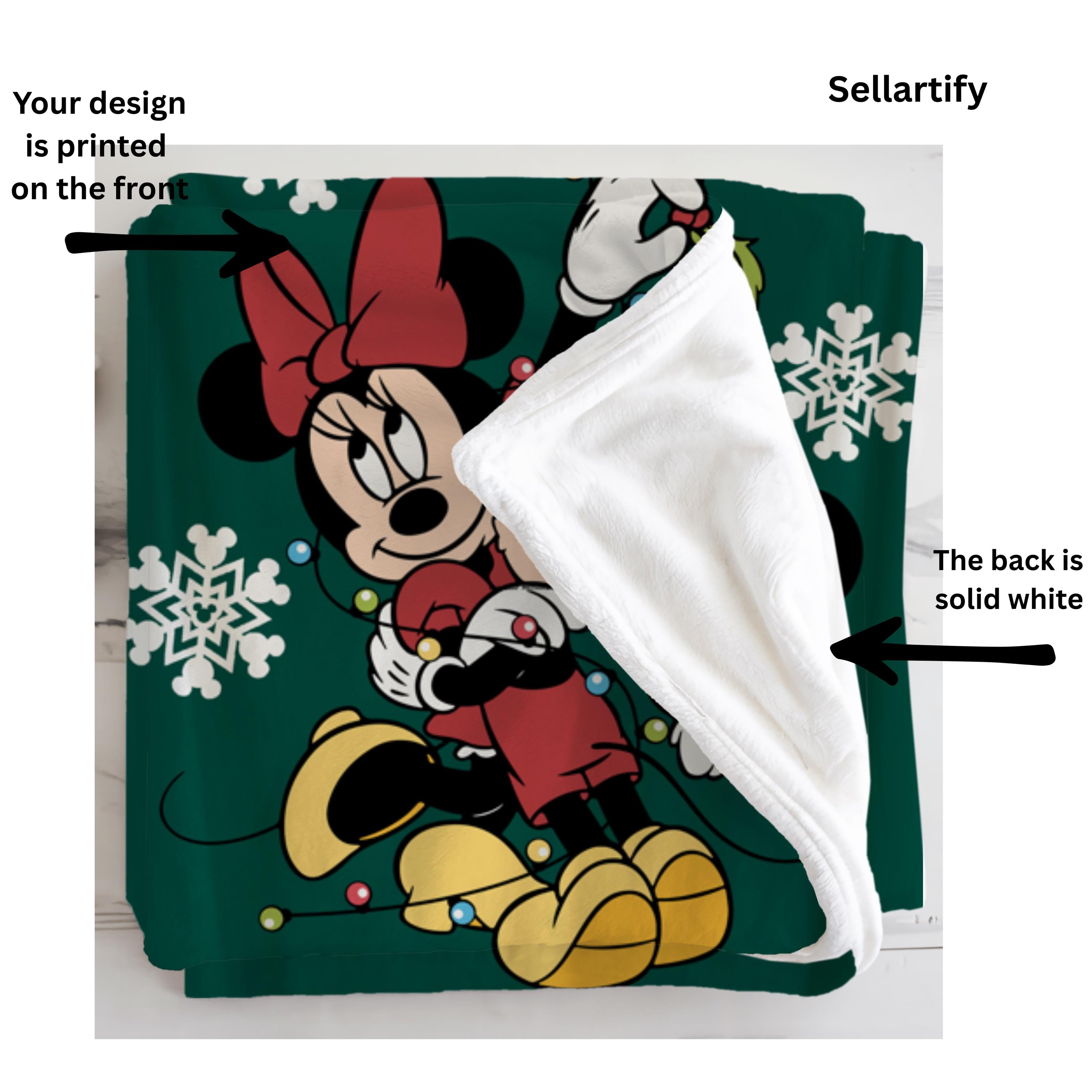 Custom Name Couple Christmas Mickey & Minnie Fleece Blanket, Holiday Magic Throw,Custom Name Gifts, Personalized Mom Gift, Valentine Blanket