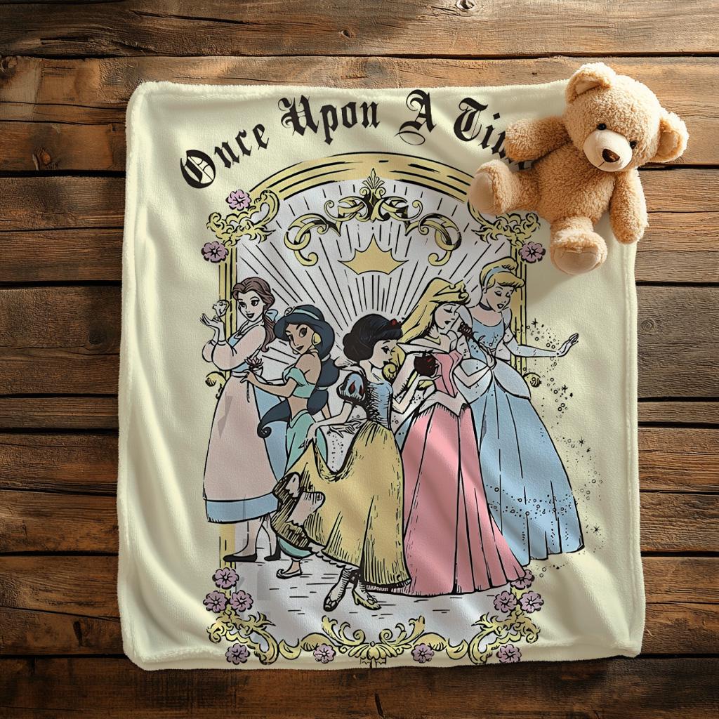 Once Upon a Time Princess Blanket,Disney Nursery Throw for Girls,Birthday Girl Boy Gift Blanket, Princess Blanket, Disney Toddler Blanket