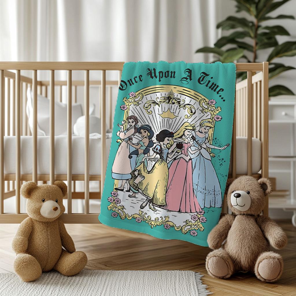 Once Upon a Time Princess Blanket,Disney Nursery Throw for Girls,Birthday Girl Boy Gift Blanket, Princess Blanket, Disney Toddler Blanket