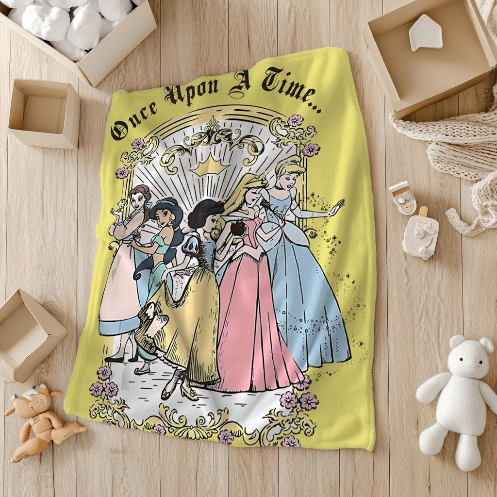 Once Upon a Time Princess Blanket,Disney Nursery Throw for Girls,Birthday Girl Boy Gift Blanket, Princess Blanket, Disney Toddler Blanket