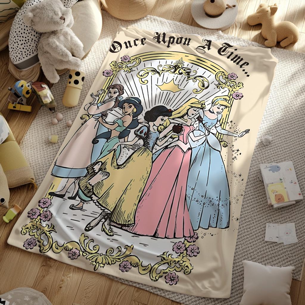 Once Upon a Time Princess Blanket,Disney Nursery Throw for Girls,Birthday Girl Boy Gift Blanket, Princess Blanket, Disney Toddler Blanket