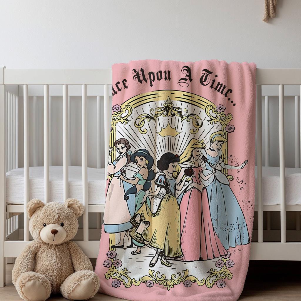 Once Upon a Time Princess Blanket,Disney Nursery Throw for Girls,Birthday Girl Boy Gift Blanket, Princess Blanket, Disney Toddler Blanket