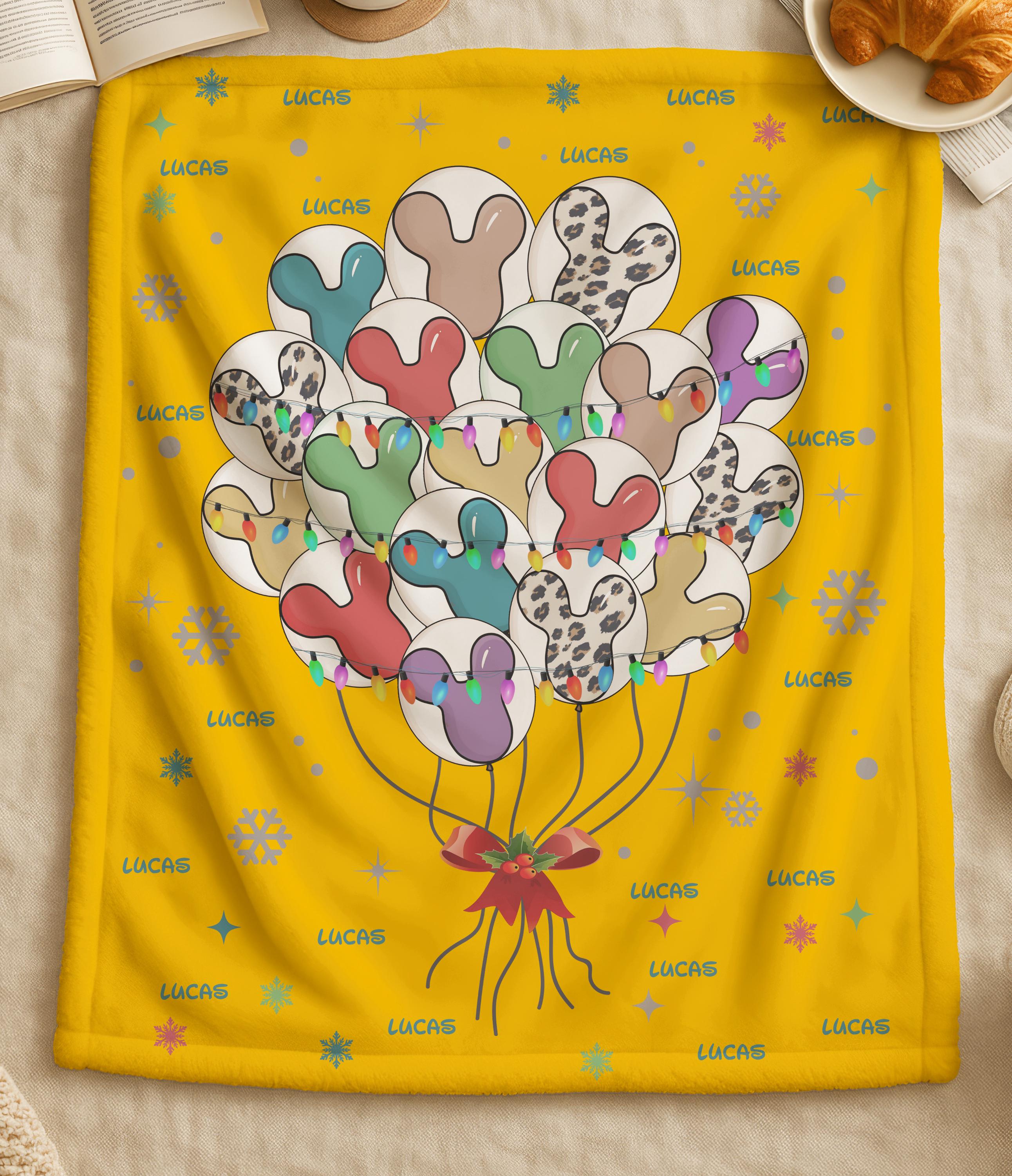 Mickey Balloon Sherpa Blanket,Personalised Toddler Blanket,Custom Baby Blanket,Disney Home Decor,Disney Blanket for Kids,Baby Shower Gift