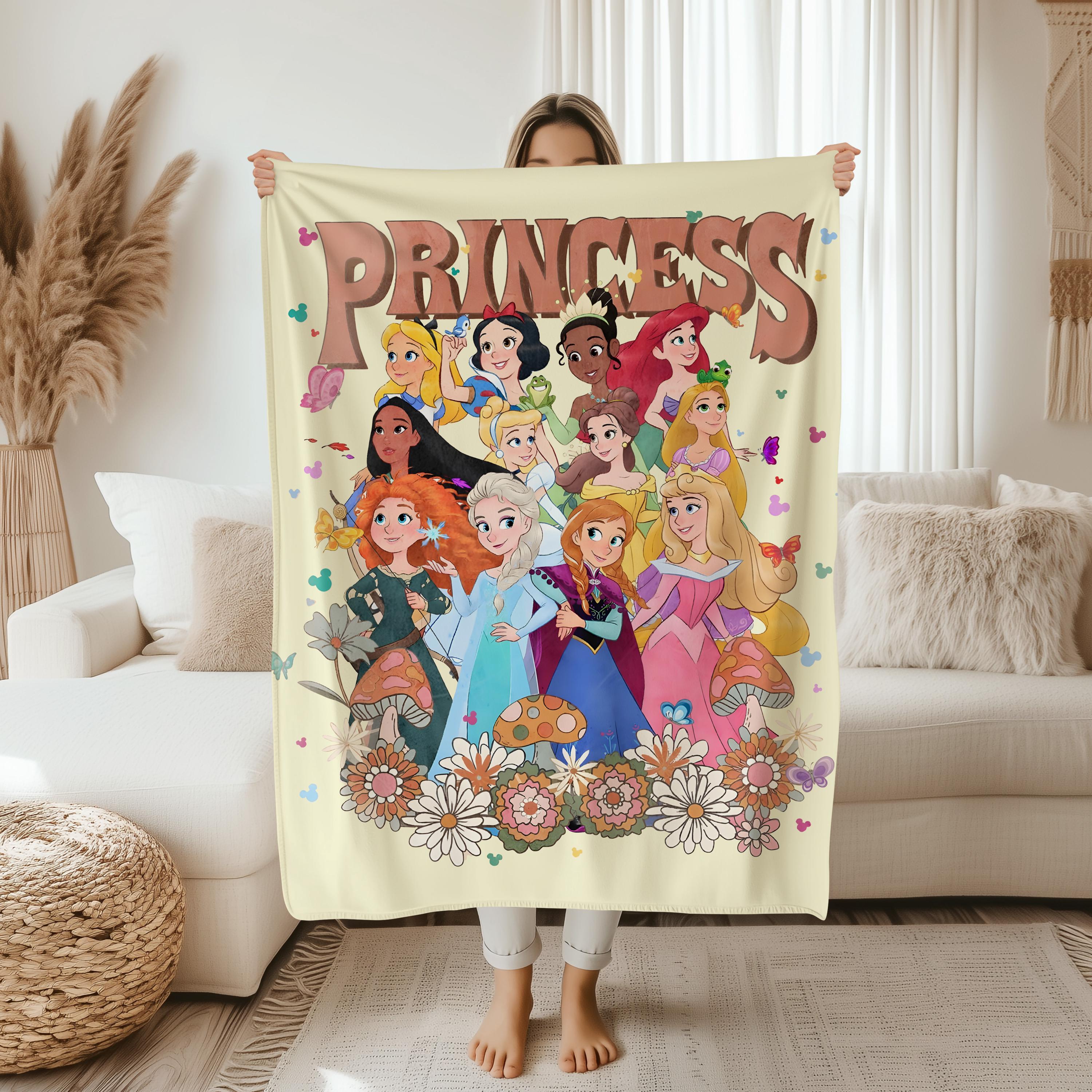 Disney Princess Blanket, Princess Blanket For Girls, Princess Lover Blanket, Princess Gift For Girls,Baby Shower Gift, Disney Nursery Decor