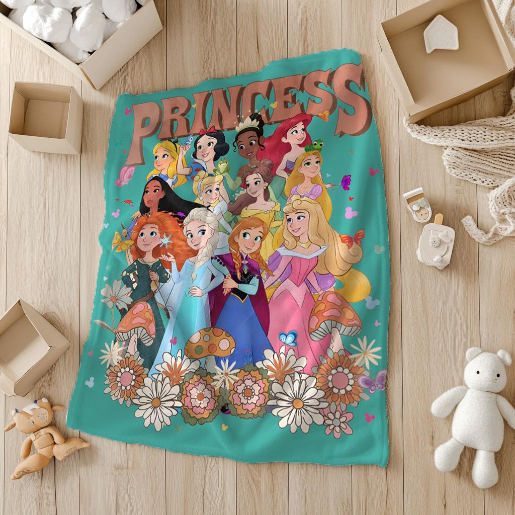 Disney Princess Blanket, Princess Blanket For Girls, Princess Lover Blanket, Princess Gift For Girls,Baby Shower Gift, Disney Nursery Decor