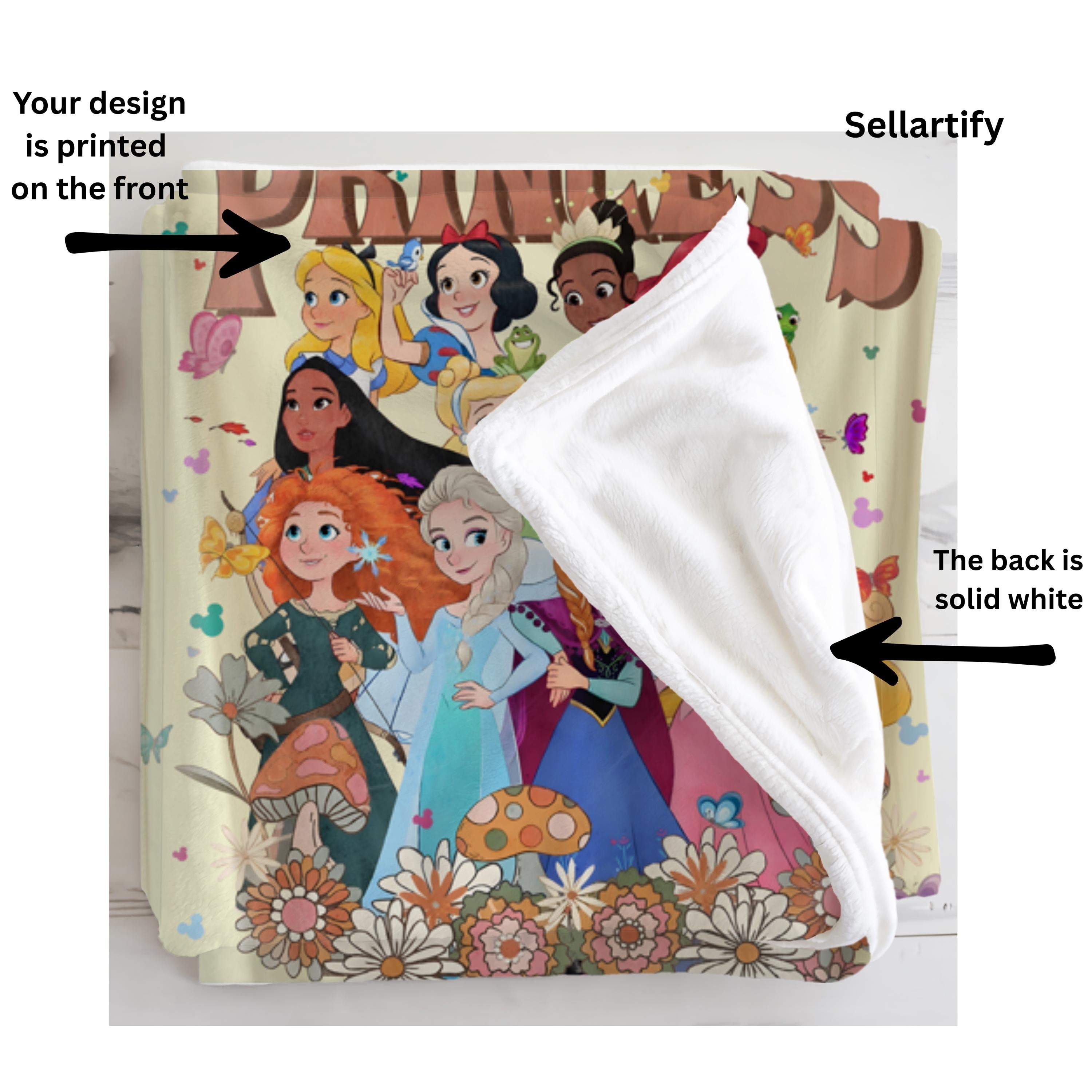 Disney Princess Blanket, Princess Blanket For Girls, Princess Lover Blanket, Princess Gift For Girls,Baby Shower Gift, Disney Nursery Decor