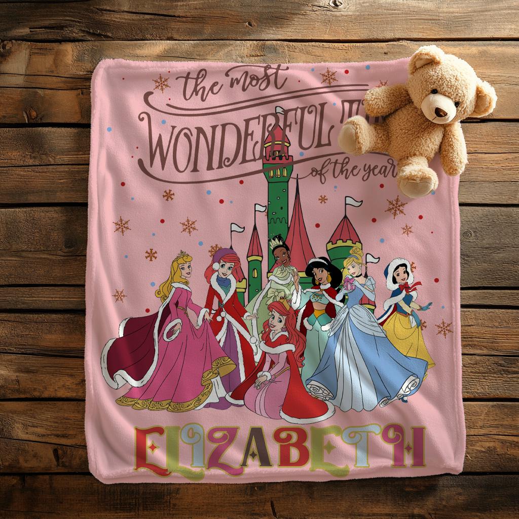 The Most Wonderful Time Of The Year Princess Blanket,Disney Princess Blanket,Princess Lover Blanket, Princess Gift For Girls,Nursery Gift