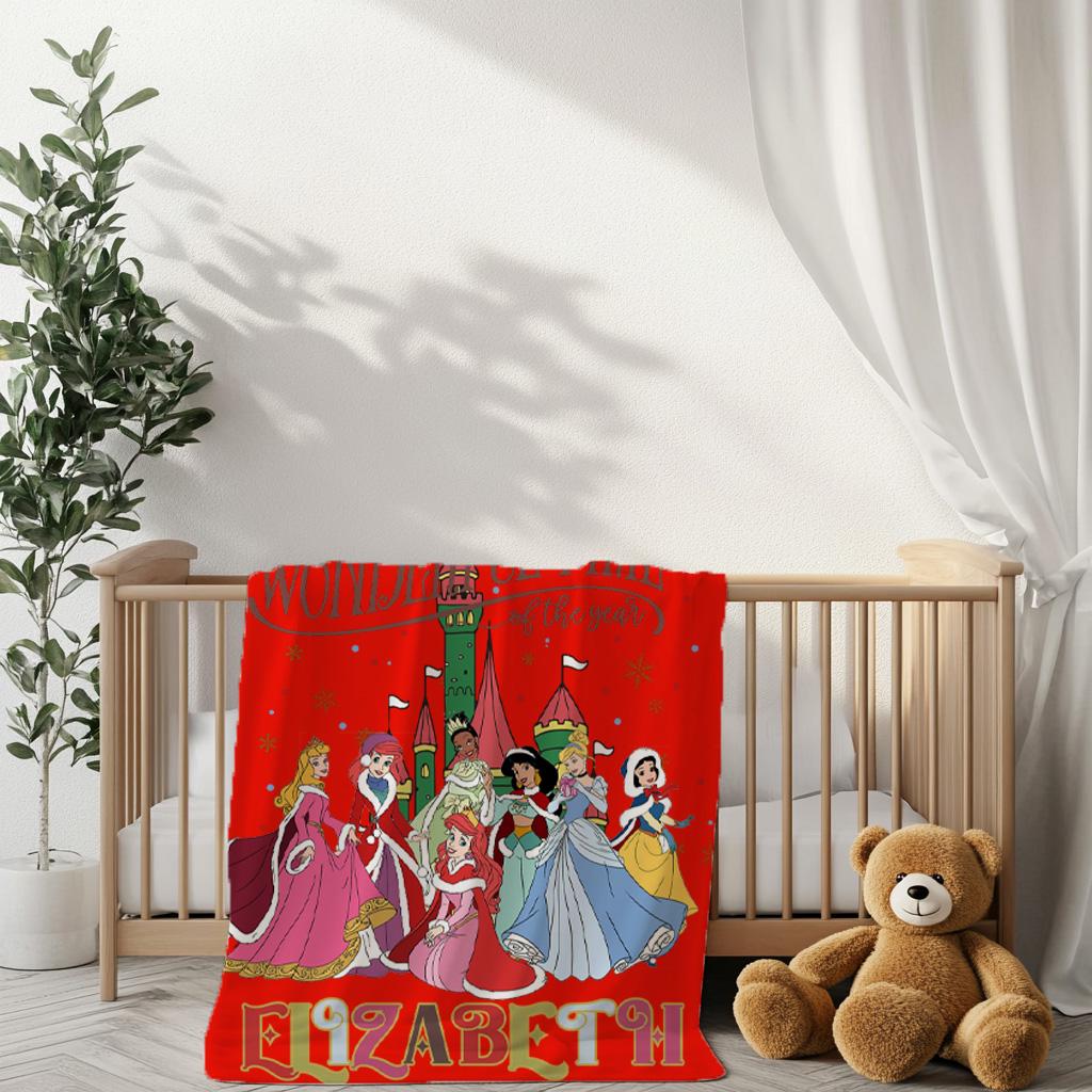 The Most Wonderful Time Of The Year Princess Blanket,Disney Princess Blanket,Princess Lover Blanket, Princess Gift For Girls,Nursery Gift