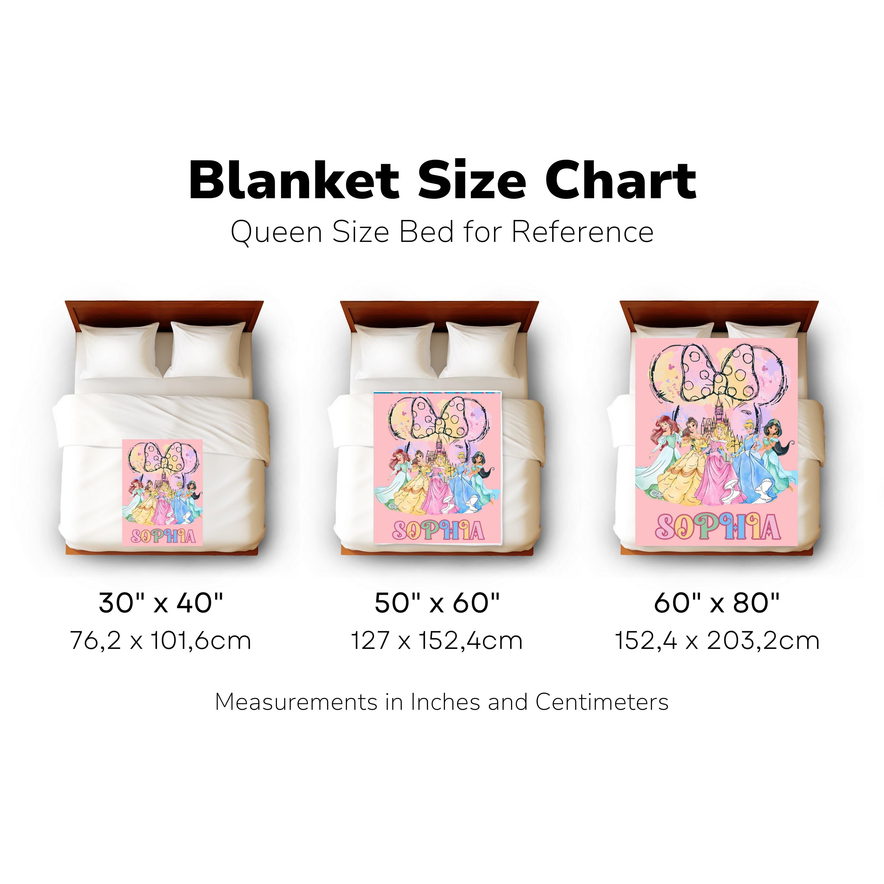 Custom Disney Princesses Blanket, Disney Princess Blanket, Princess Lover Blanket,Princess Gift For Girls,Princess Name Blanket,Nursery Gift