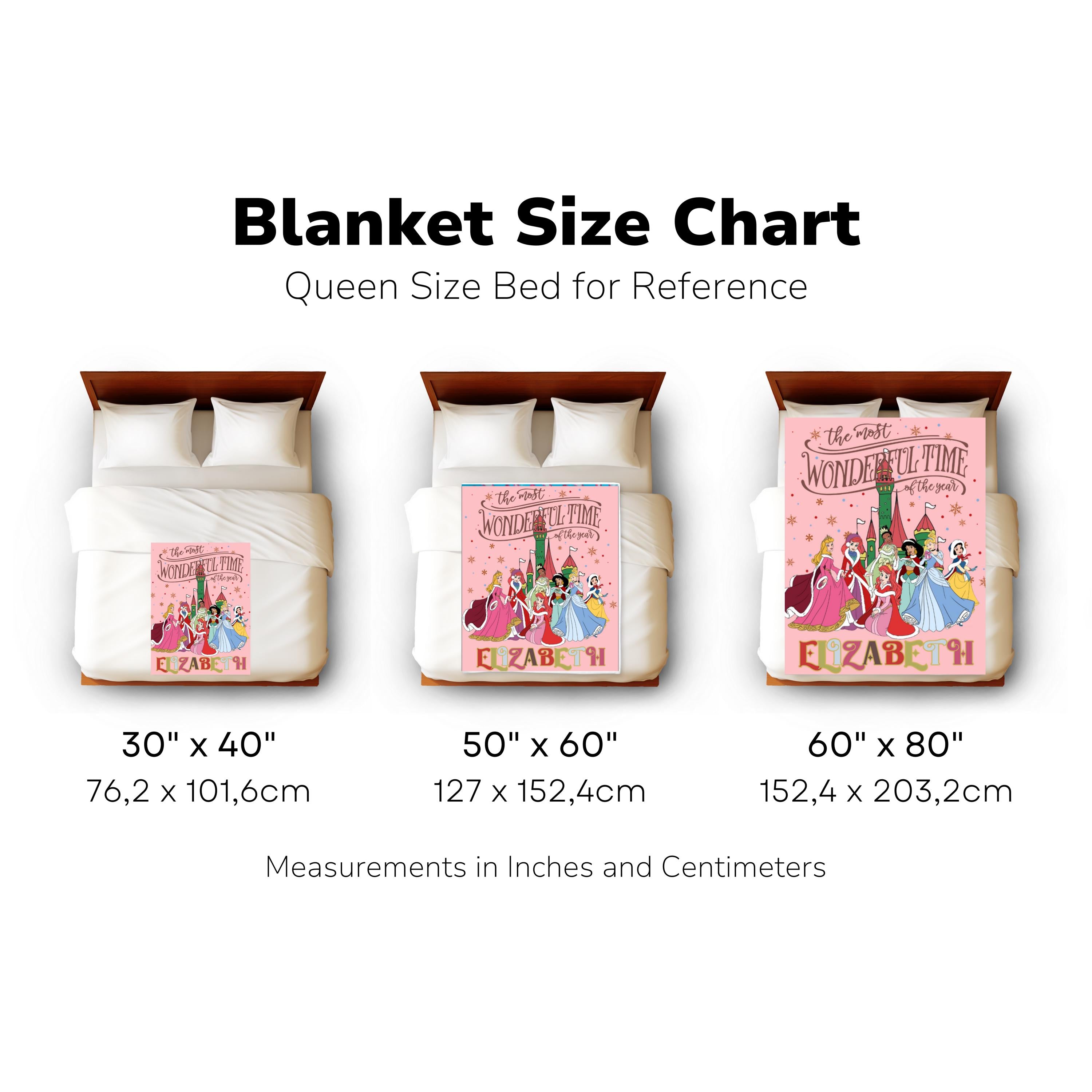 Custom Disney Princesses Blanket,Birthday Girl Boy Gift Blanket,Christmas Gift,Custom Name Sherpa Throw for Kids,Birthday Gift,Baby Shower