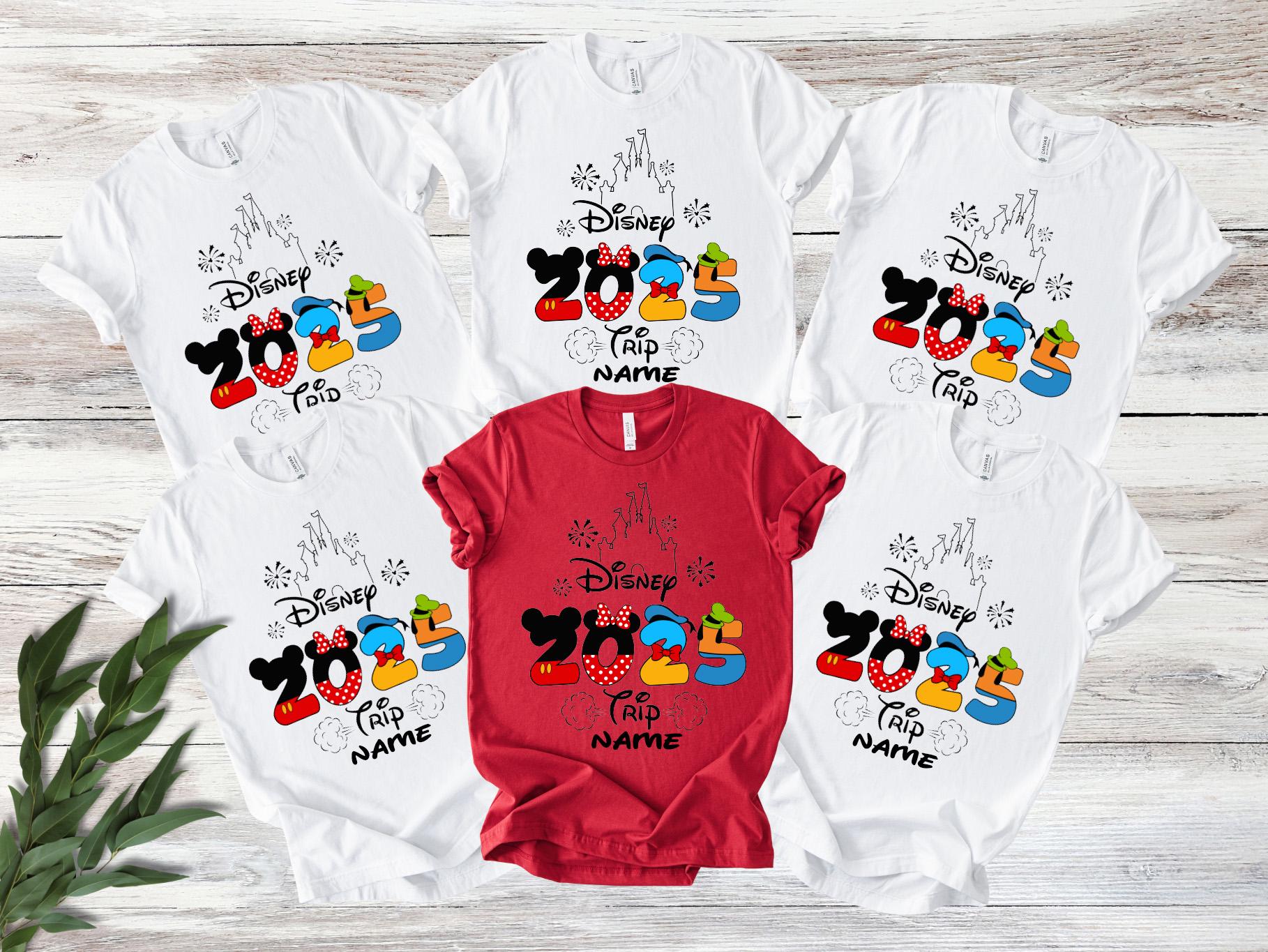 Disney 2025 Trip With Custom Name Shirt,Disney Vacation Family Shirt,Disney Kids Tee,Matching Family Disney Shirt, Disney Vacation T-Shirt