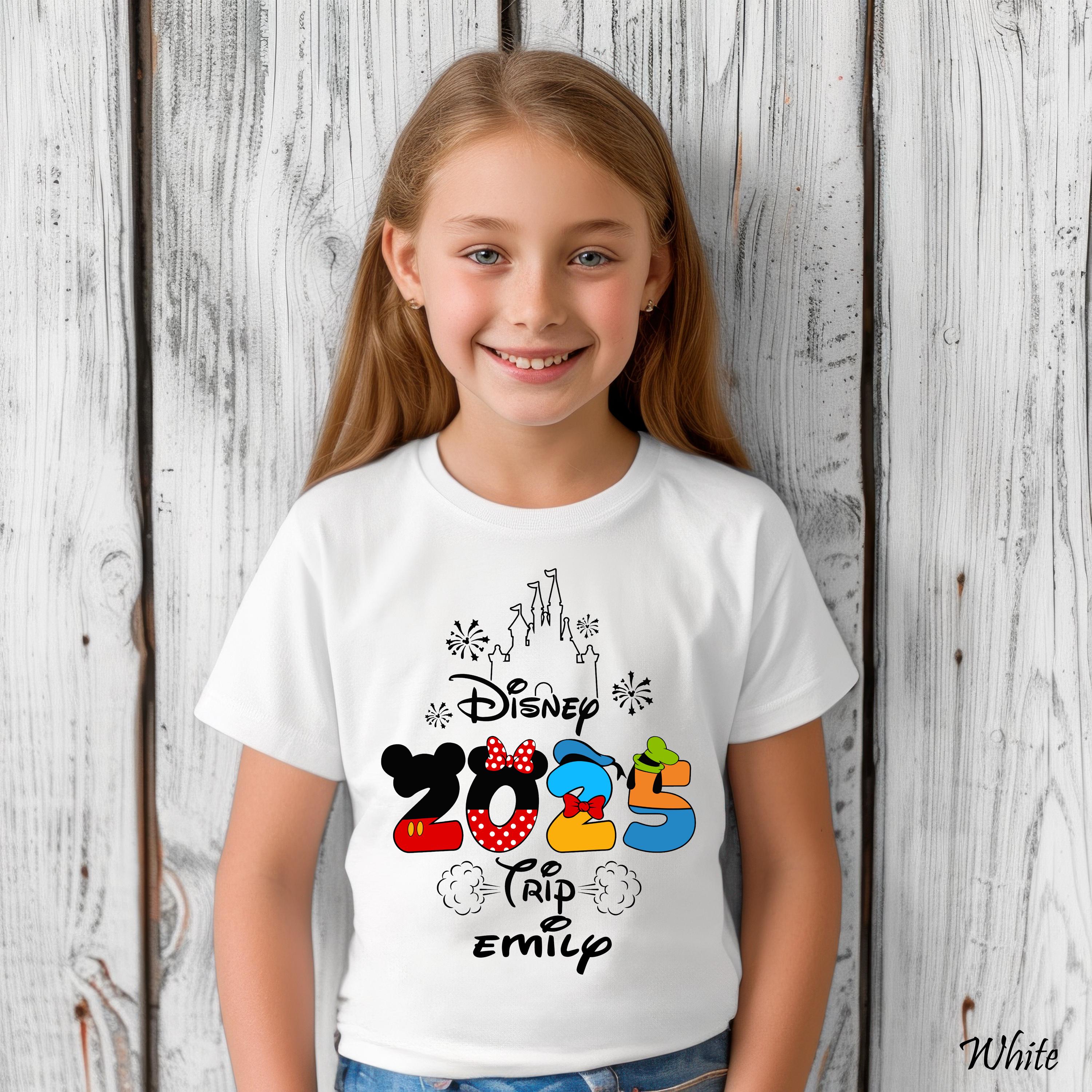 Disney 2025 Trip With Custom Name Shirt,Disney Vacation Family Shirt,Disney Kids Tee,Matching Family Disney Shirt, Disney Vacation T-Shirt