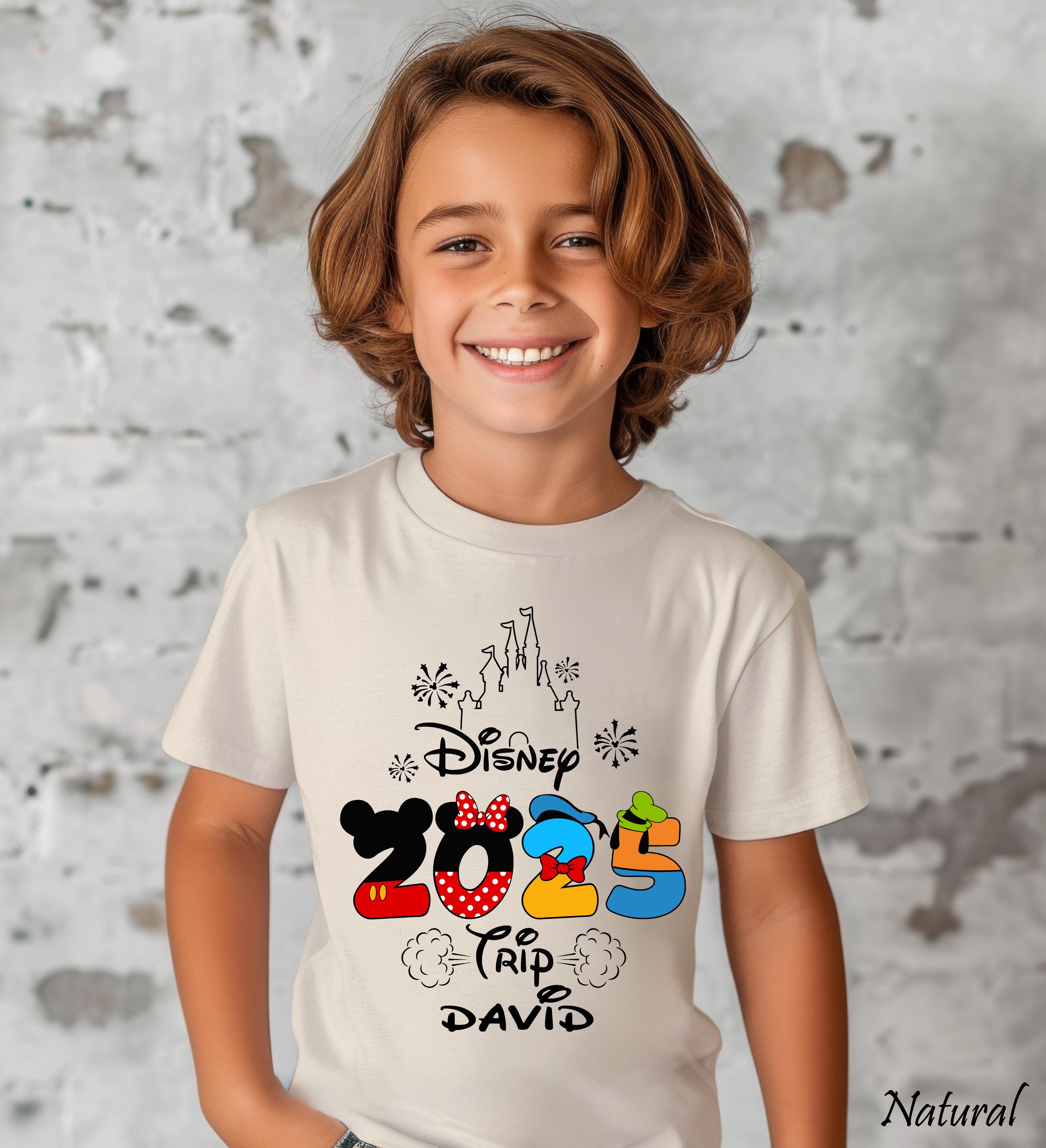 Disney 2025 Trip With Custom Name Shirt,Disney Vacation Family Shirt,Disney Kids Tee,Matching Family Disney Shirt, Disney Vacation T-Shirt