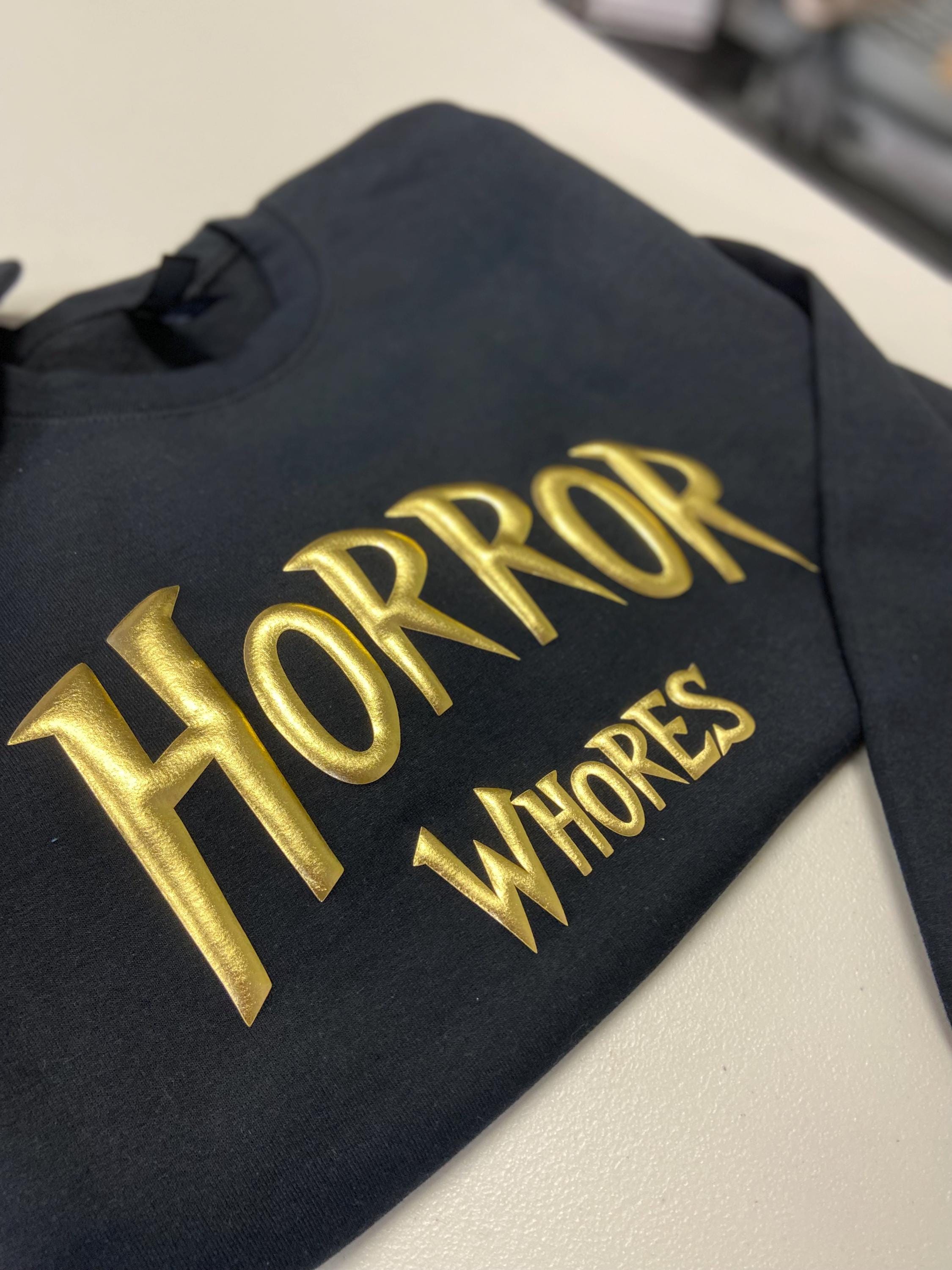 Custom Team Name Sweatshirt, Puff Print, Embossed Print, Gift for Friend, Halloween Sweatshirt, Halloween shirt, Horror shirt, Embossed