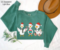 Cute Christmas Ducks Sweatshirt,Funny Animals Christmas Sweatshirt,Farm Lover Gift,Silly Goose Christmas Sweatshirt, Xmas Duck Vibes Shirt