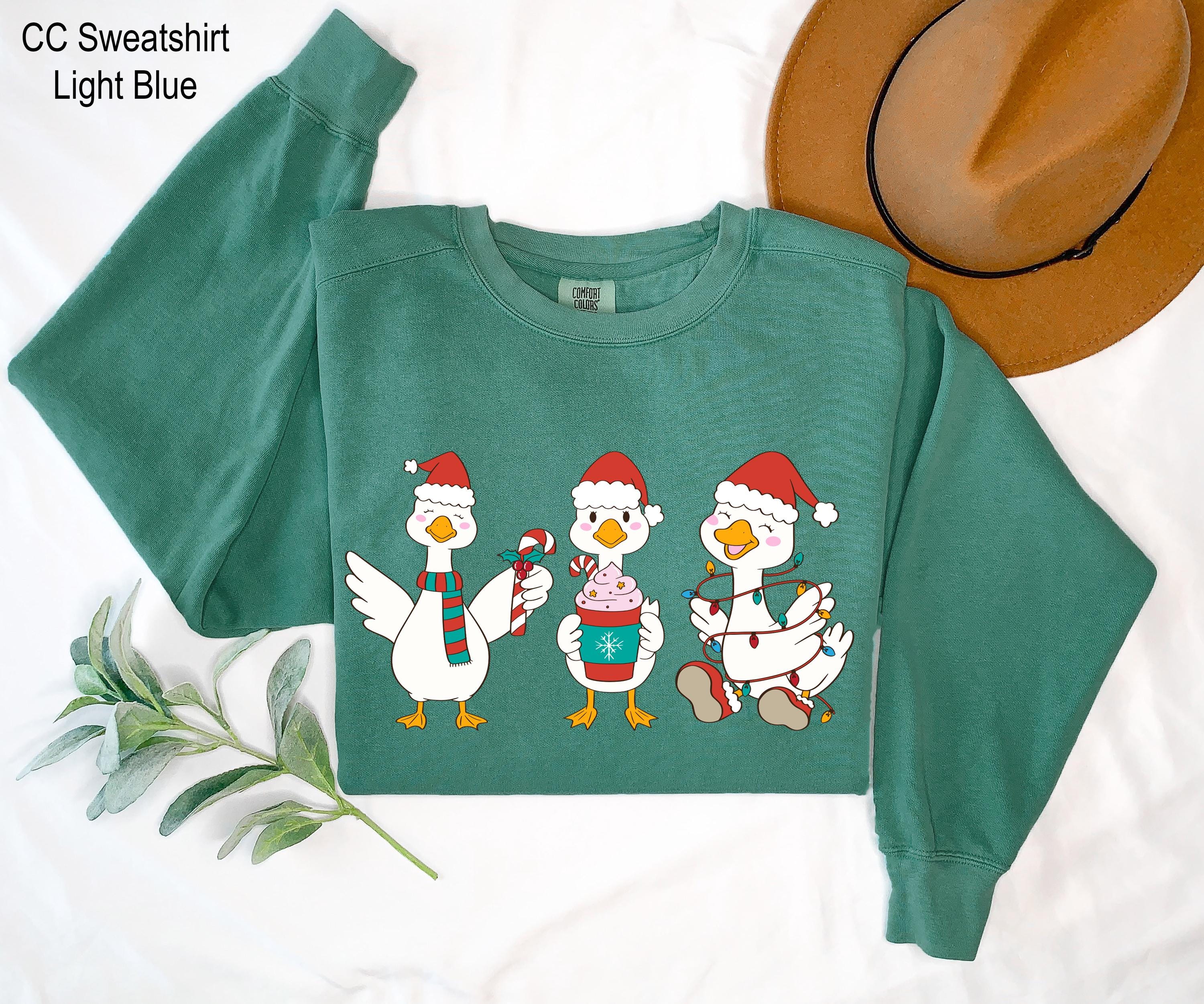 Cute Christmas Ducks Sweatshirt,Funny Animals Christmas Sweatshirt,Farm Lover Gift,Silly Goose Christmas Sweatshirt, Xmas Duck Vibes Shirt