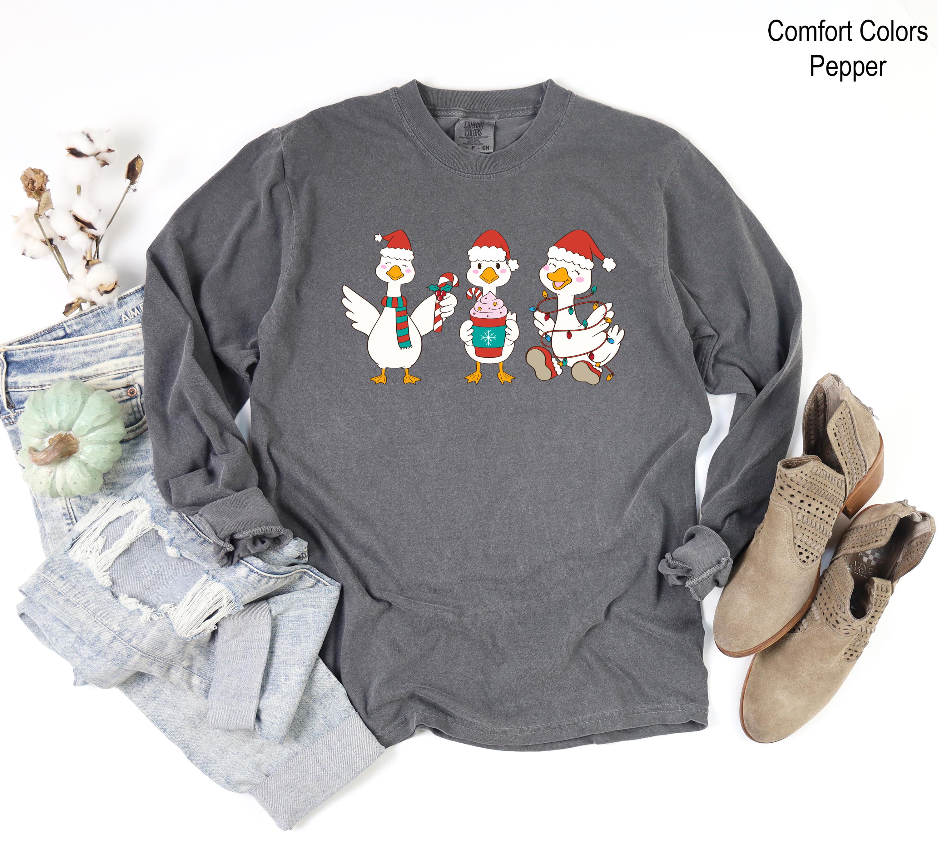 Cute Christmas Ducks Sweatshirt,Funny Animals Christmas Sweatshirt,Farm Lover Gift,Silly Goose Christmas Sweatshirt, Xmas Duck Vibes Shirt