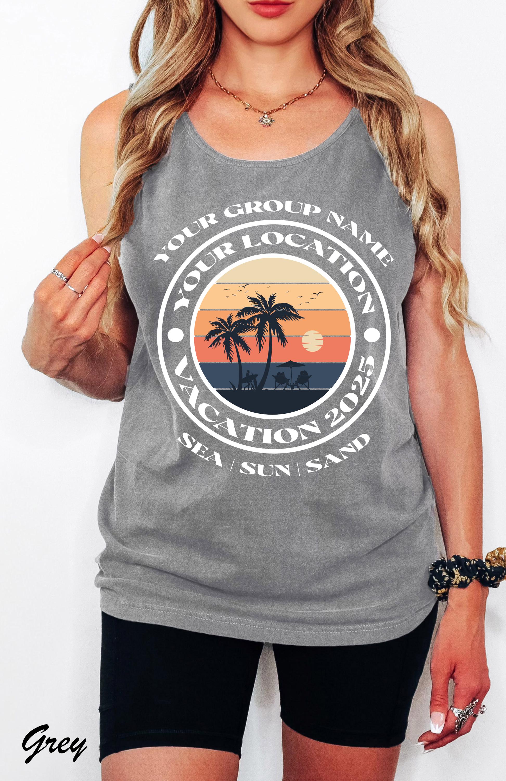 Custom Location Vacation Shirt, Your Group Name T-Shirt,Group Name Trip Shirt,Family Vacation Shirt, Custom Camping Tank Tops, Retro Shirt