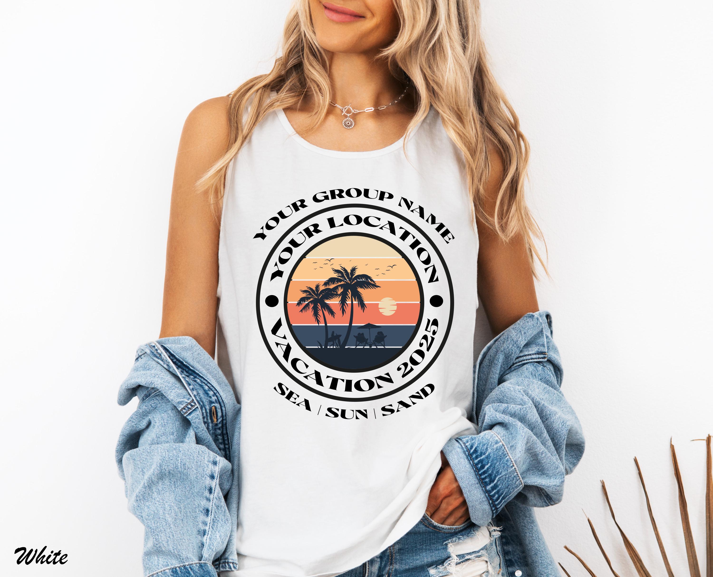 Custom Location Vacation Shirt, Your Group Name T-Shirt,Group Name Trip Shirt,Family Vacation Shirt, Custom Camping Tank Tops, Retro Shirt