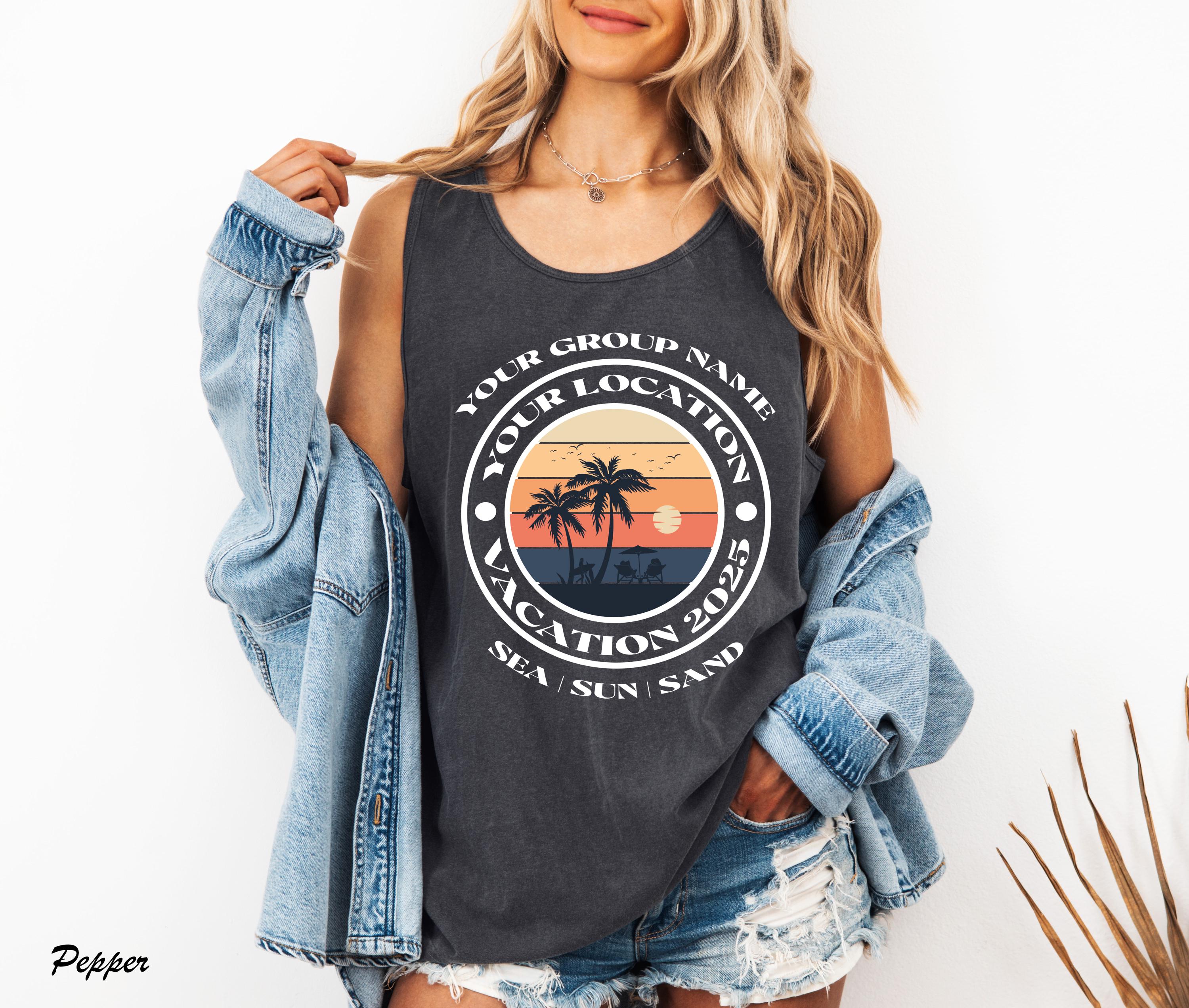 Custom Location Vacation Shirt, Your Group Name T-Shirt,Group Name Trip Shirt,Family Vacation Shirt, Custom Camping Tank Tops, Retro Shirt