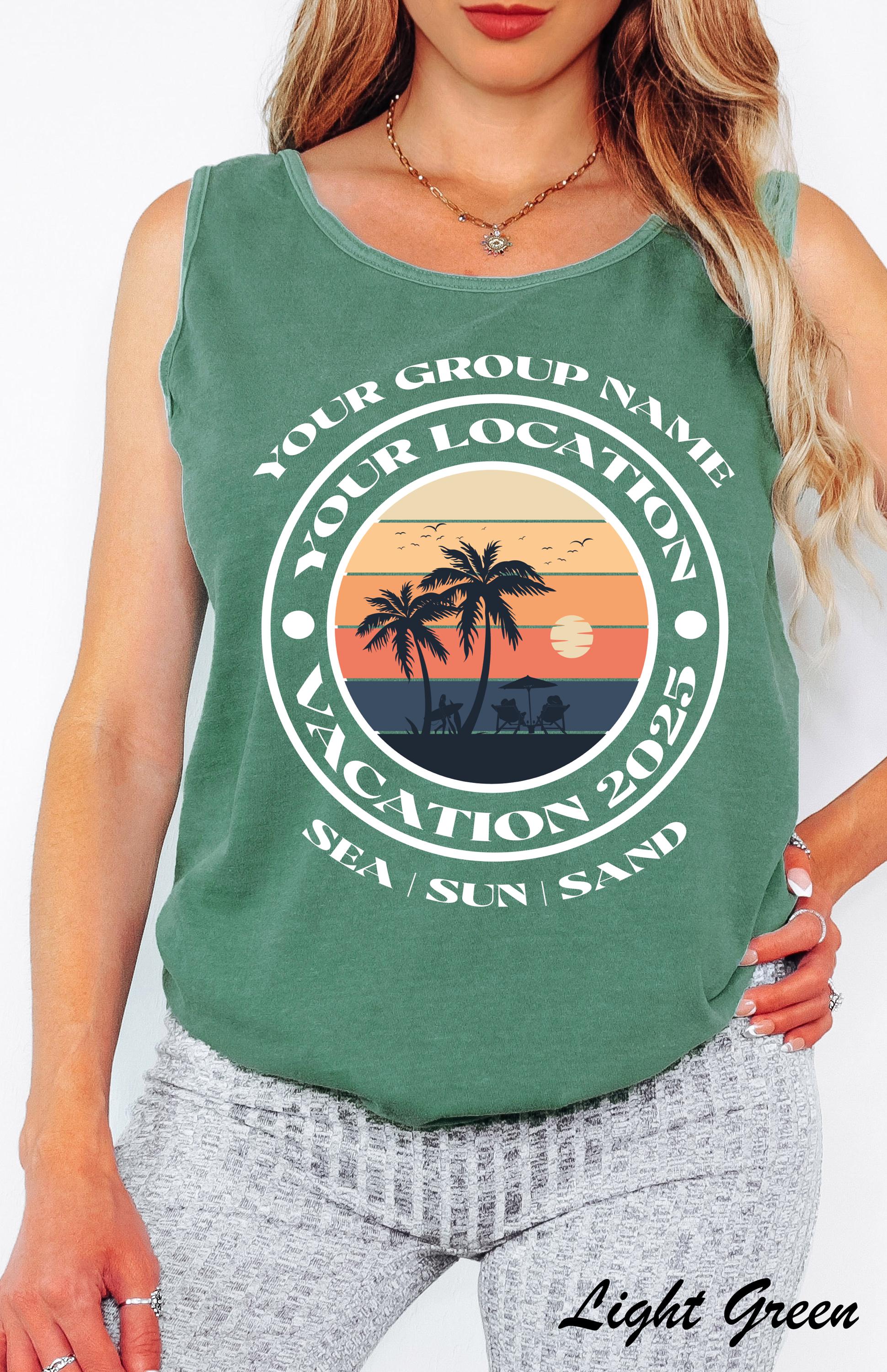 Custom Location Vacation Shirt, Your Group Name T-Shirt,Group Name Trip Shirt,Family Vacation Shirt, Custom Camping Tank Tops, Retro Shirt