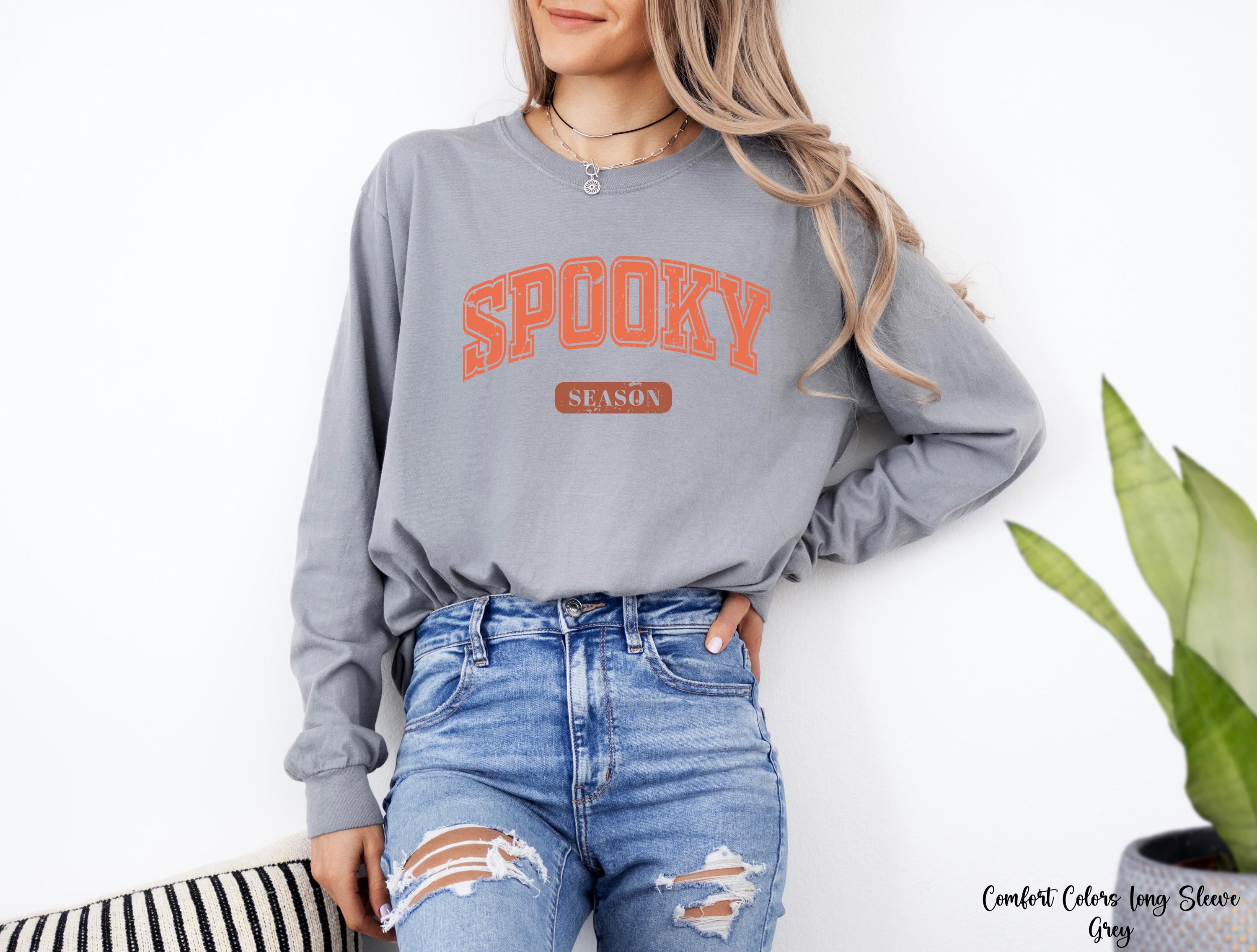 Spooky Season Sweatshirt, Spooky Halloween Shirt, Cute Fall Sweater, Gift For Halloween, Ghost Halloween Sweatshirt, Women Spooky Tee