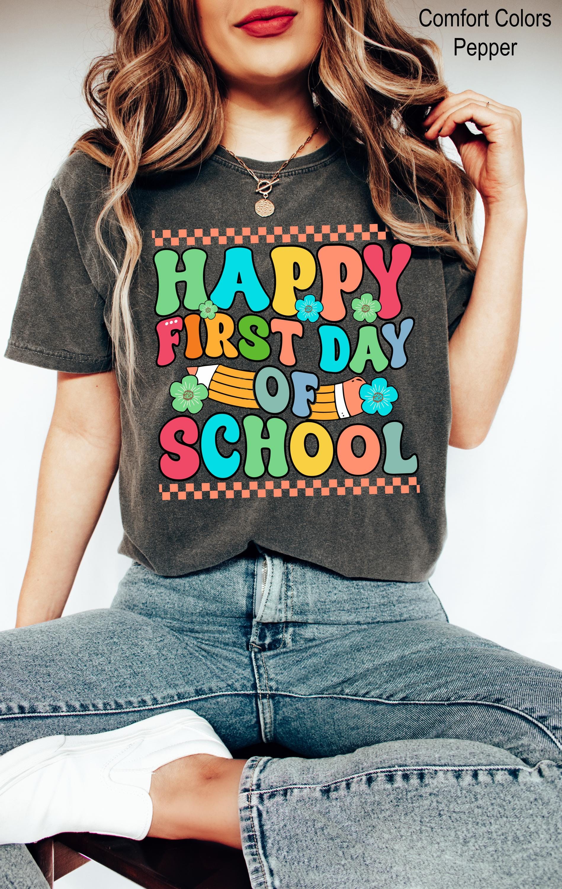 Happy First Day Of School Shirt, 1st Day of School Shirt , Elementary Teacher,  Teacher Shirt, Back To School Gift, Funny Teacher Crewneck