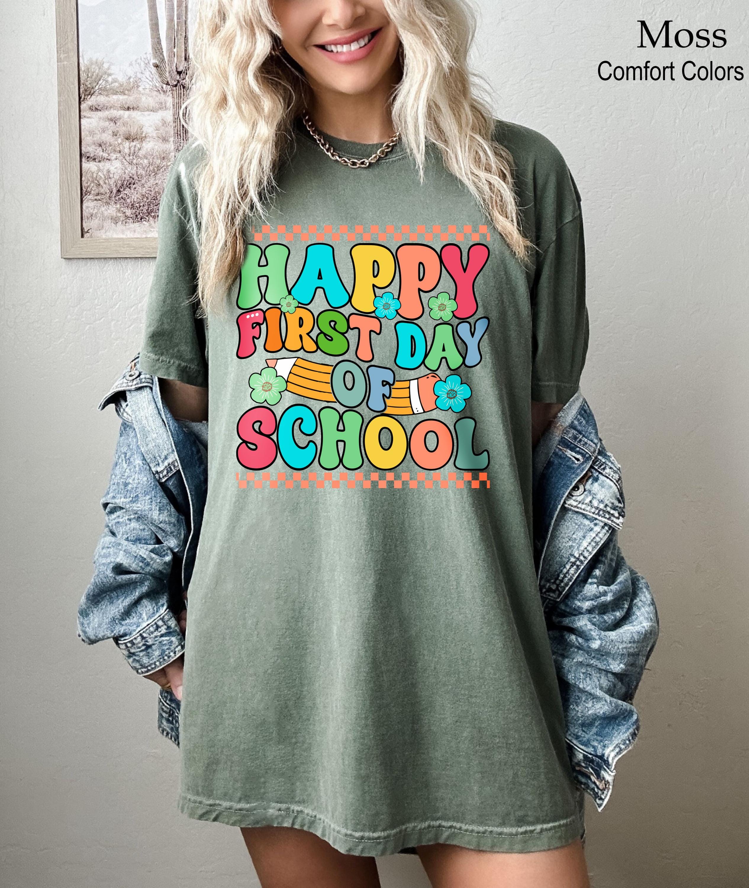 Happy First Day Of School Shirt, 1st Day of School Shirt , Elementary Teacher,  Teacher Shirt, Back To School Gift, Funny Teacher Crewneck