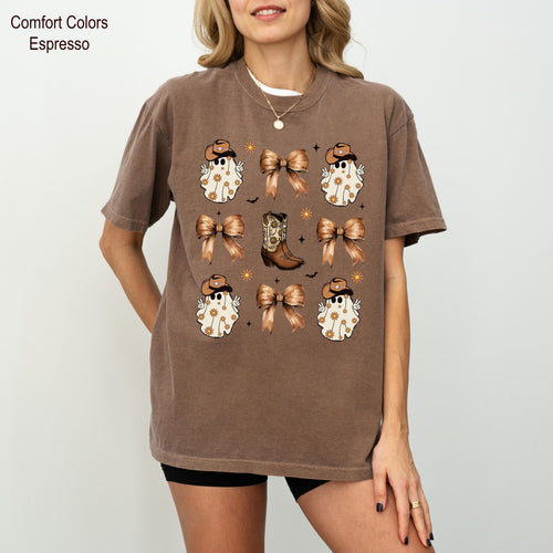 Cowboy Ghost Shirt, Western Halloween Shirt, Spooky Bow Shirt, Retro Halloween Tee, Halloween Girl Shirt, Halloween Ghost Shirt, Ghost Tee