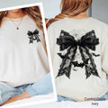 Halloween Black Bow Shirt, Coquette Bow Shirt, Bow and Bat Shirt, Retro Halloween Fall Tee, Black Bow Shirt, Fall Shirt for Women