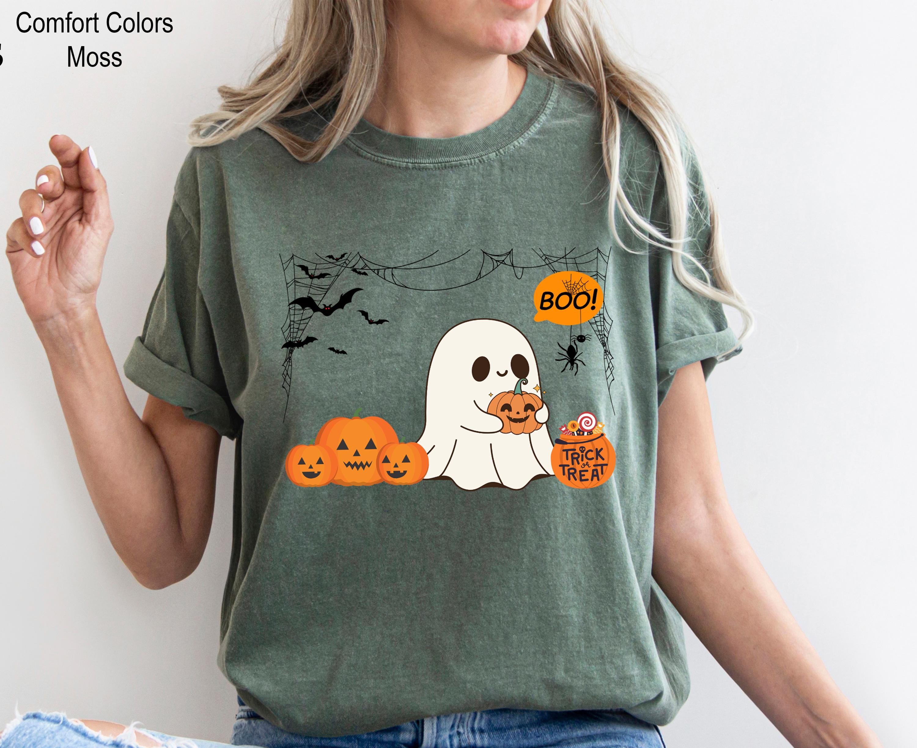 Cute Ghost Shirt, Cute Spooky and Pumpkin Shirt, Trick or Treat, Pumpkin Shirt, Ghost Shirt, Spooky Season Shirt, Spooky Vibes Shirt