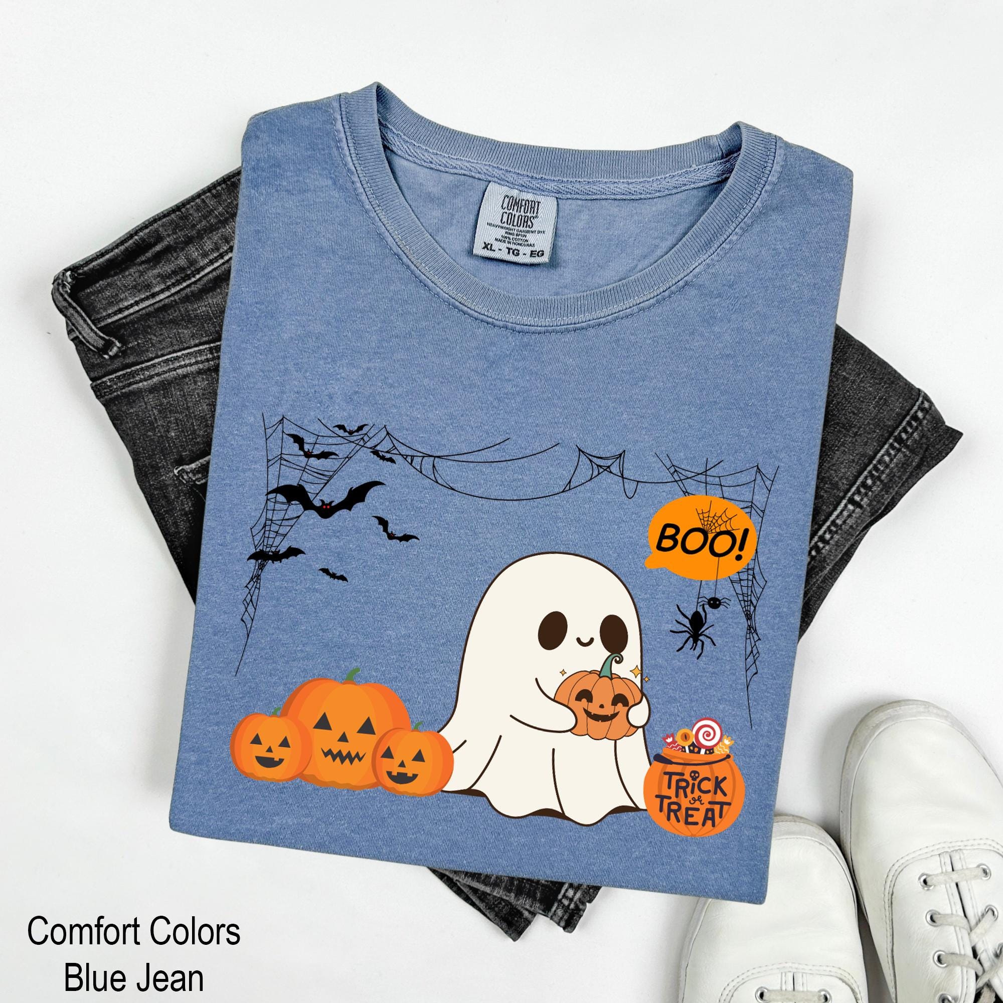 Cute Ghost Shirt, Cute Spooky and Pumpkin Shirt, Trick or Treat, Pumpkin Shirt, Ghost Shirt, Spooky Season Shirt, Spooky Vibes Shirt