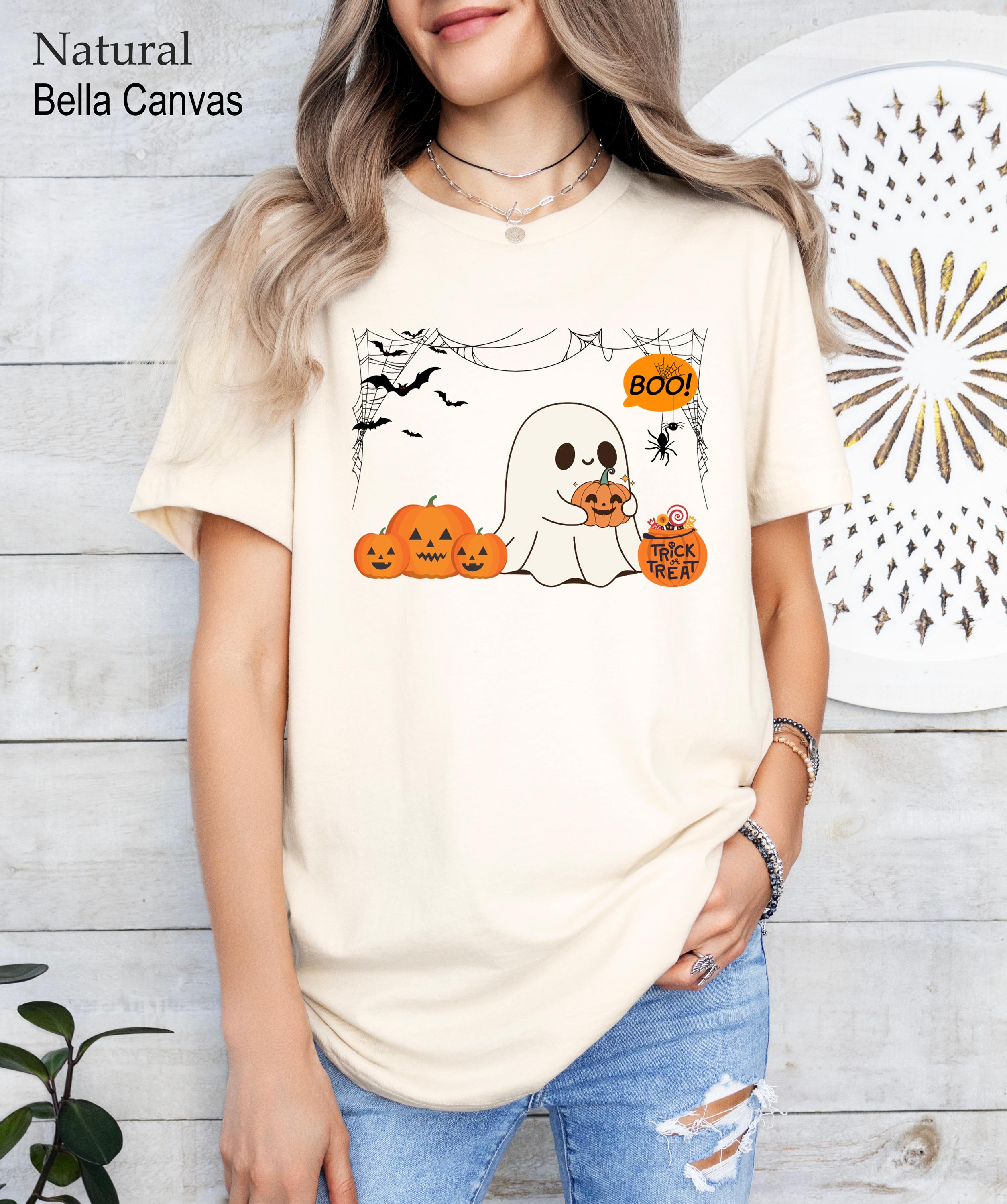 Cute Ghost Shirt, Cute Spooky and Pumpkin Shirt, Trick or Treat, Pumpkin Shirt, Ghost Shirt, Spooky Season Shirt, Spooky Vibes Shirt
