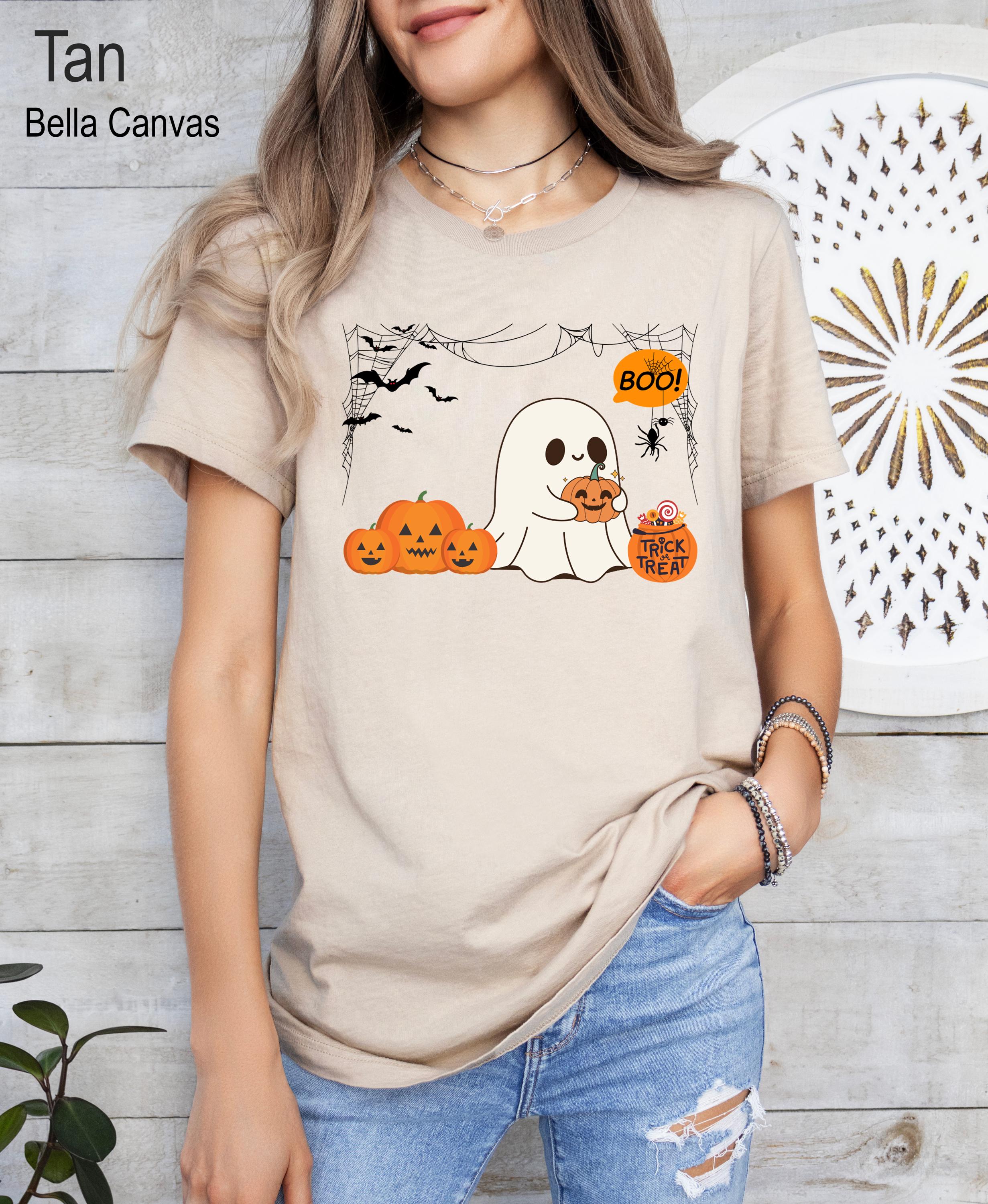 Cute Ghost Shirt, Cute Spooky and Pumpkin Shirt, Trick or Treat, Pumpkin Shirt, Ghost Shirt, Spooky Season Shirt, Spooky Vibes Shirt
