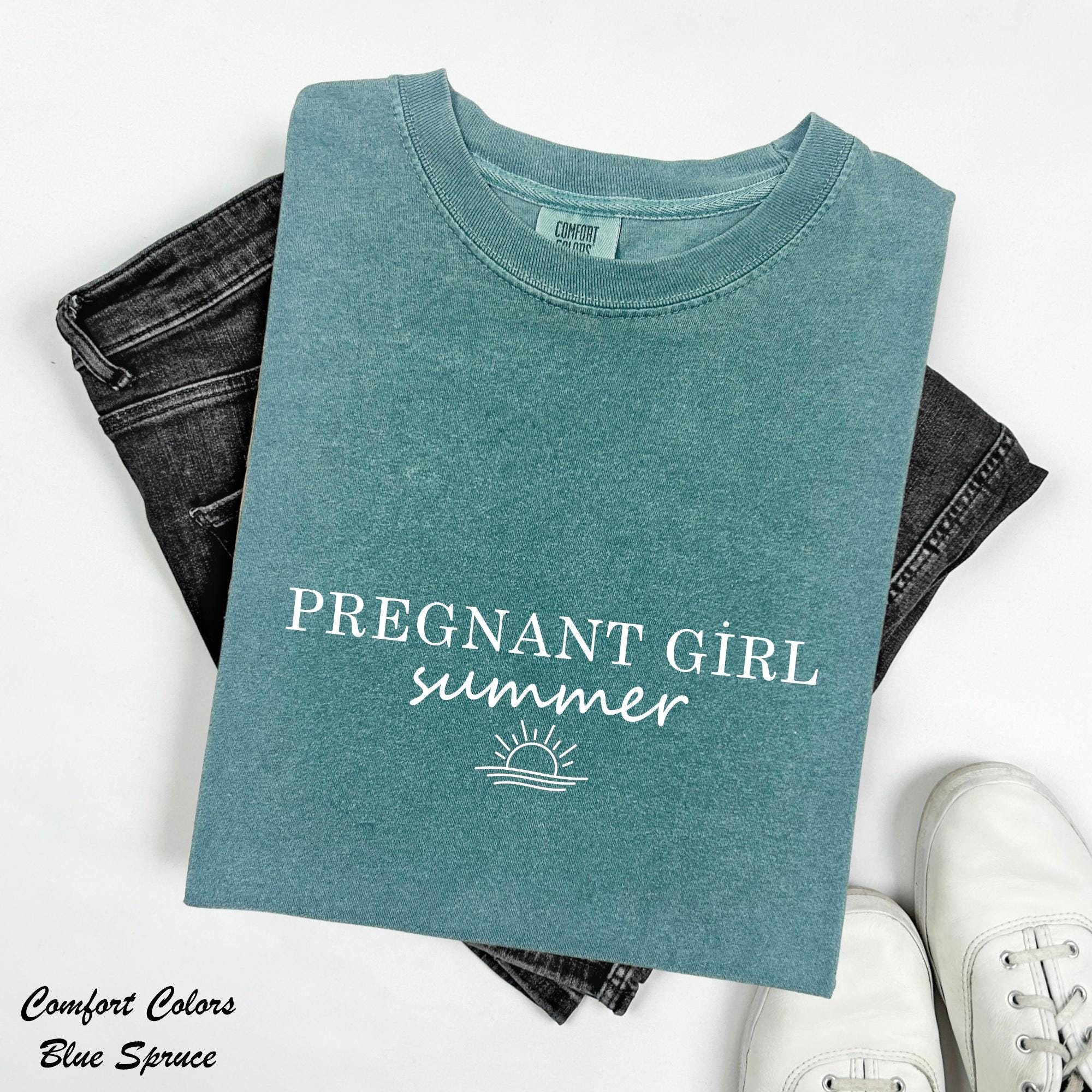 Pregnant Girl Summer Shirt, Baby Announcement Shirt, Pregnancy Reveal Shirt, Baby Shower Gift, New Expecting Mom Gift, Mothers Day Shirt
