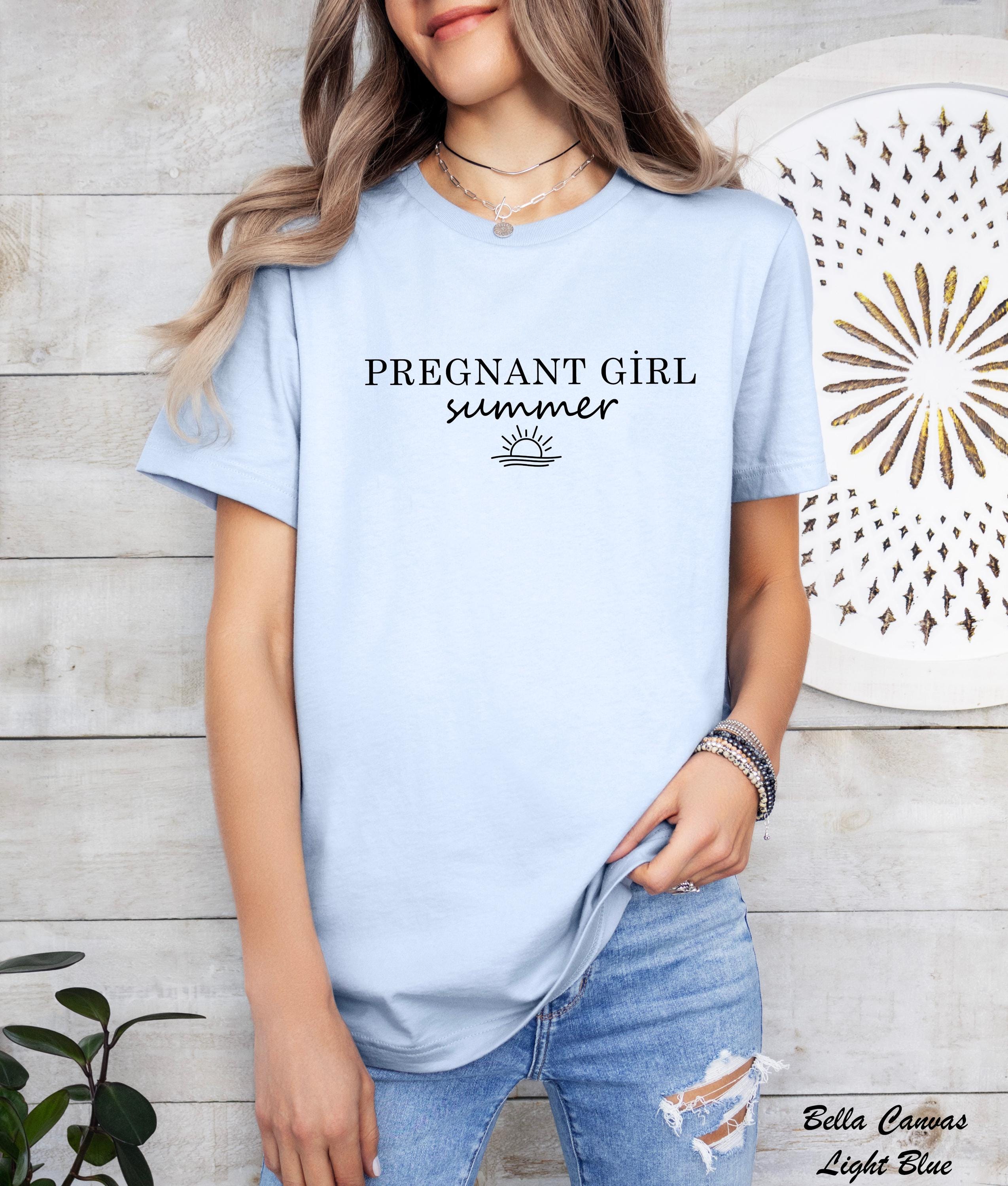 Pregnant Girl Summer Shirt, Baby Announcement Shirt, Pregnancy Reveal Shirt, Baby Shower Gift, New Expecting Mom Gift, Mothers Day Shirt
