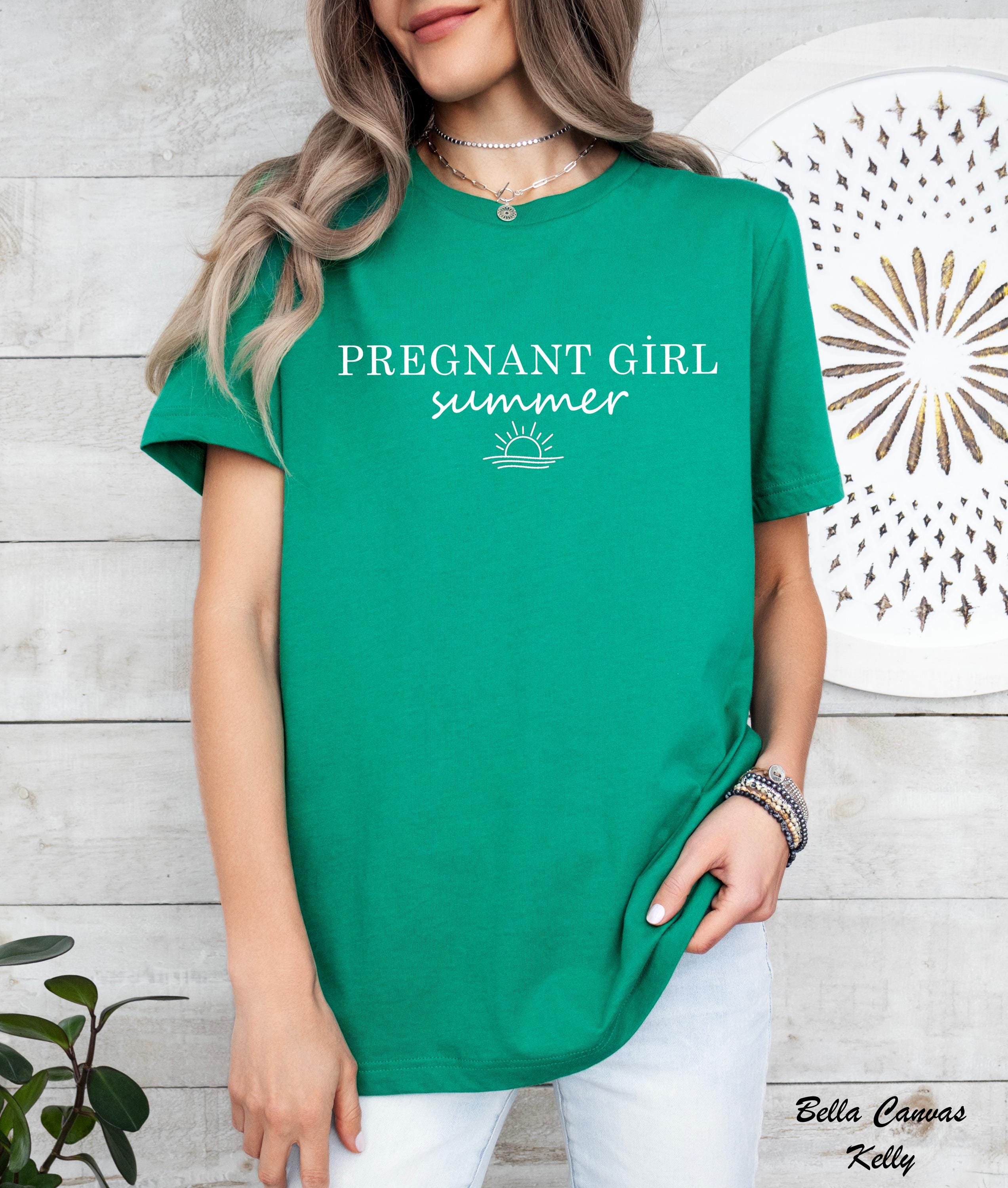 Pregnant Girl Summer Shirt, Baby Announcement Shirt, Pregnancy Reveal Shirt, Baby Shower Gift, New Expecting Mom Gift, Mothers Day Shirt