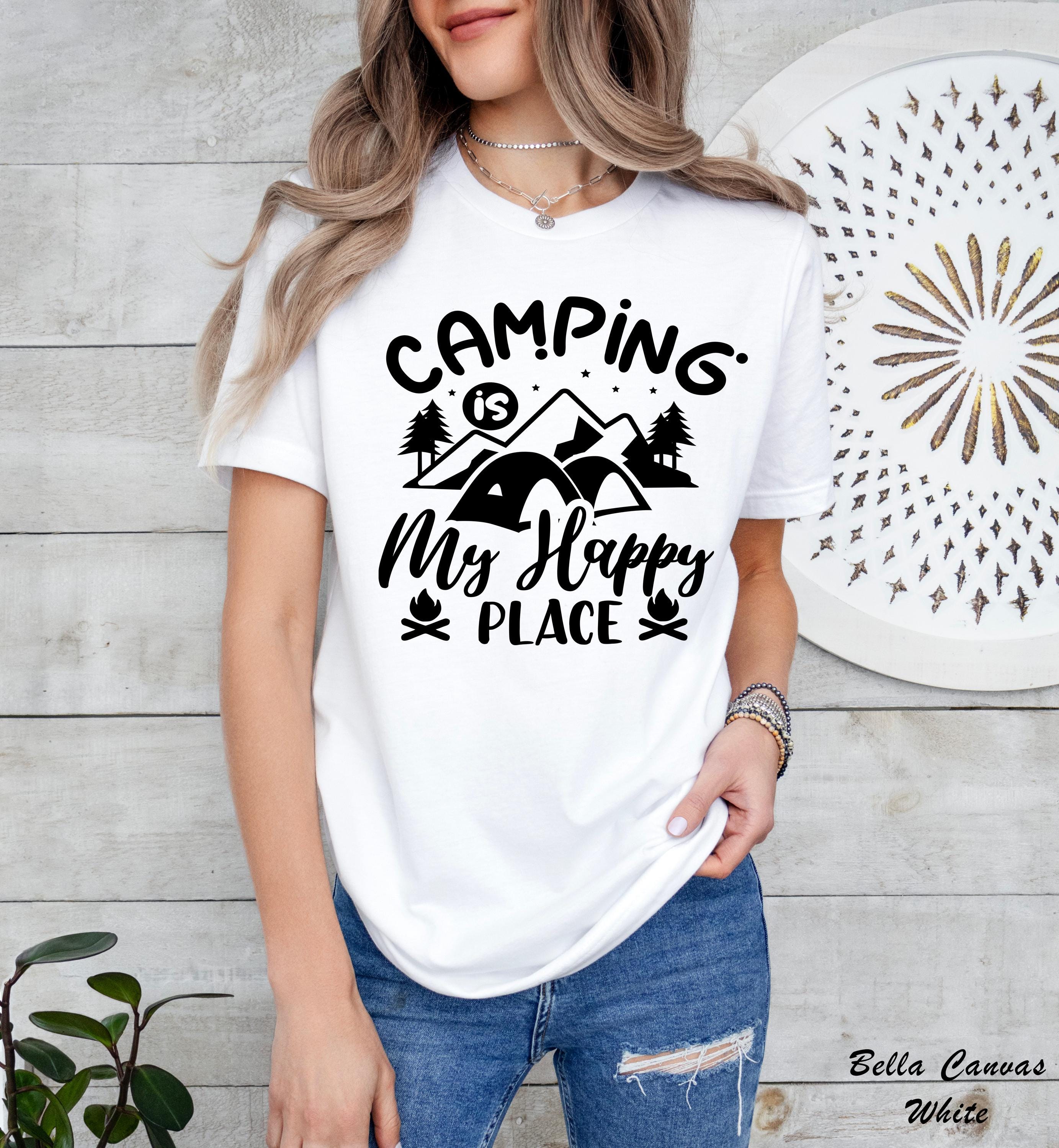 Camping Is My Happy Place Shirt, Funny Camping Shirt, Happy Camper Shirt, Campfire Shirt,Glamping Shirt,Custom Camper Shirt,Adventure Wear