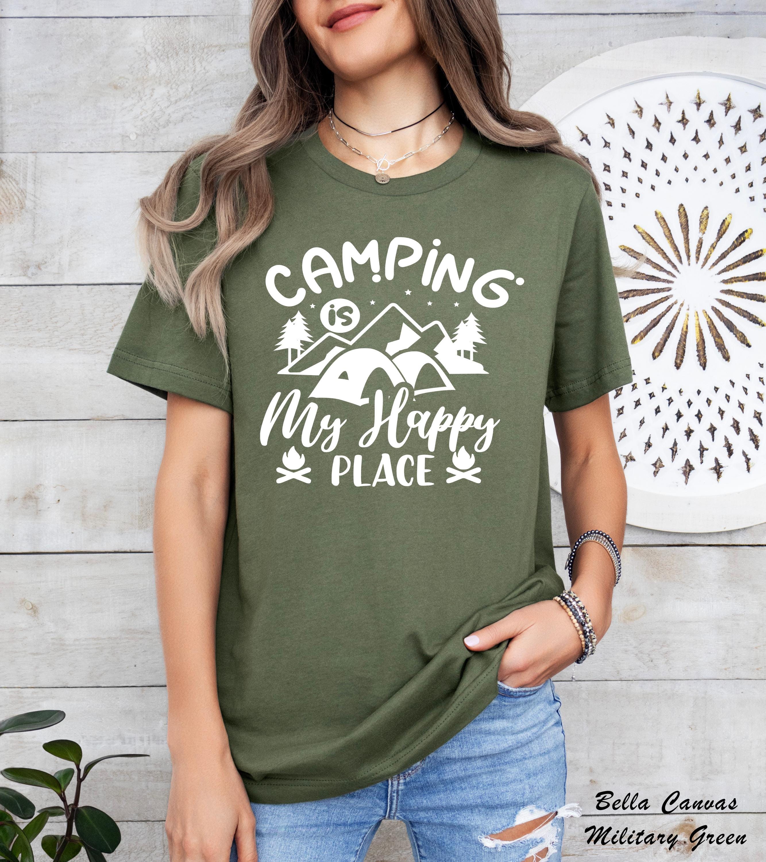 Camping Is My Happy Place Shirt, Funny Camping Shirt, Happy Camper Shirt, Campfire Shirt,Glamping Shirt,Custom Camper Shirt,Adventure Wear