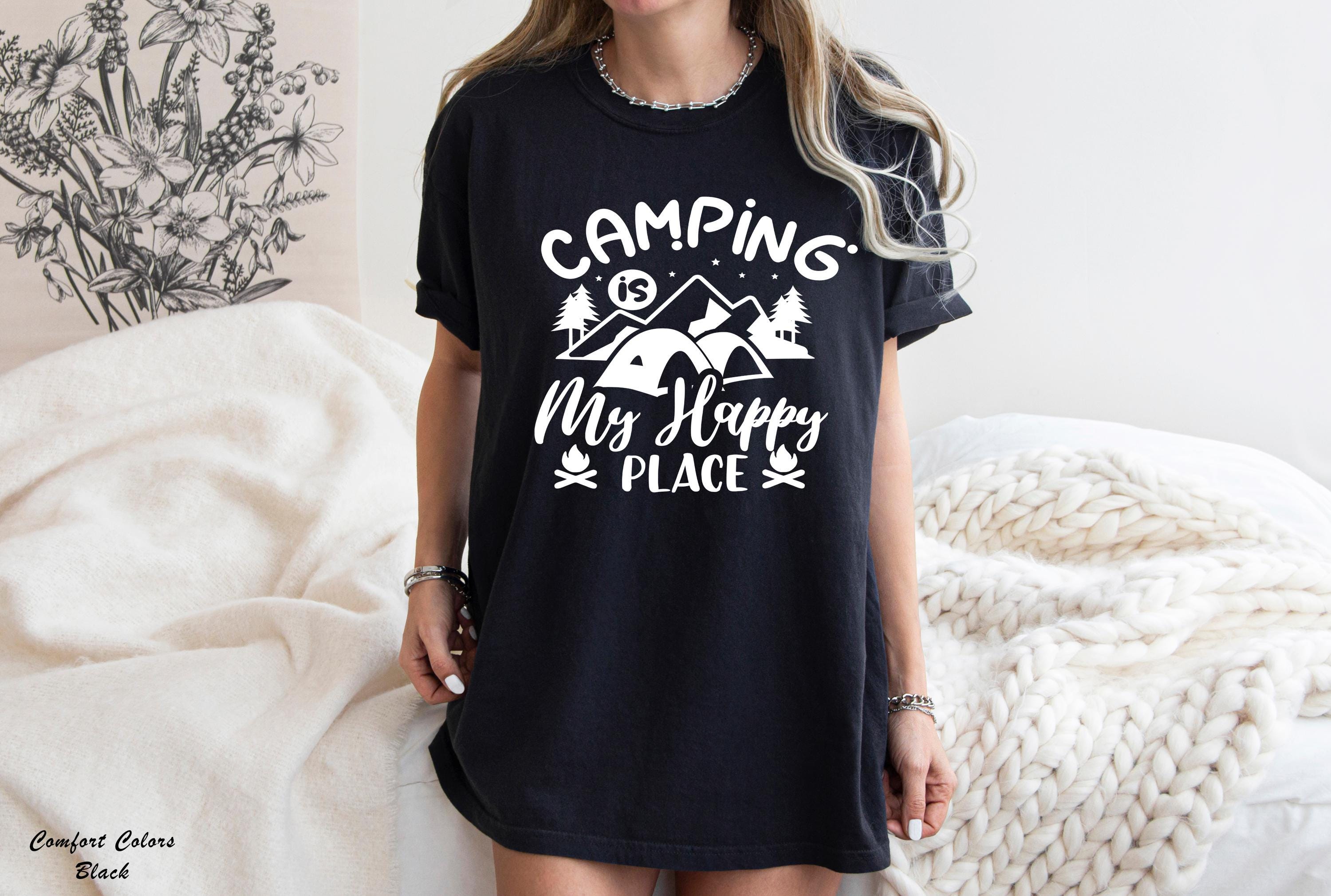 Camping Is My Happy Place Shirt, Funny Camping Shirt, Happy Camper Shirt, Campfire Shirt,Glamping Shirt,Custom Camper Shirt,Adventure Wear