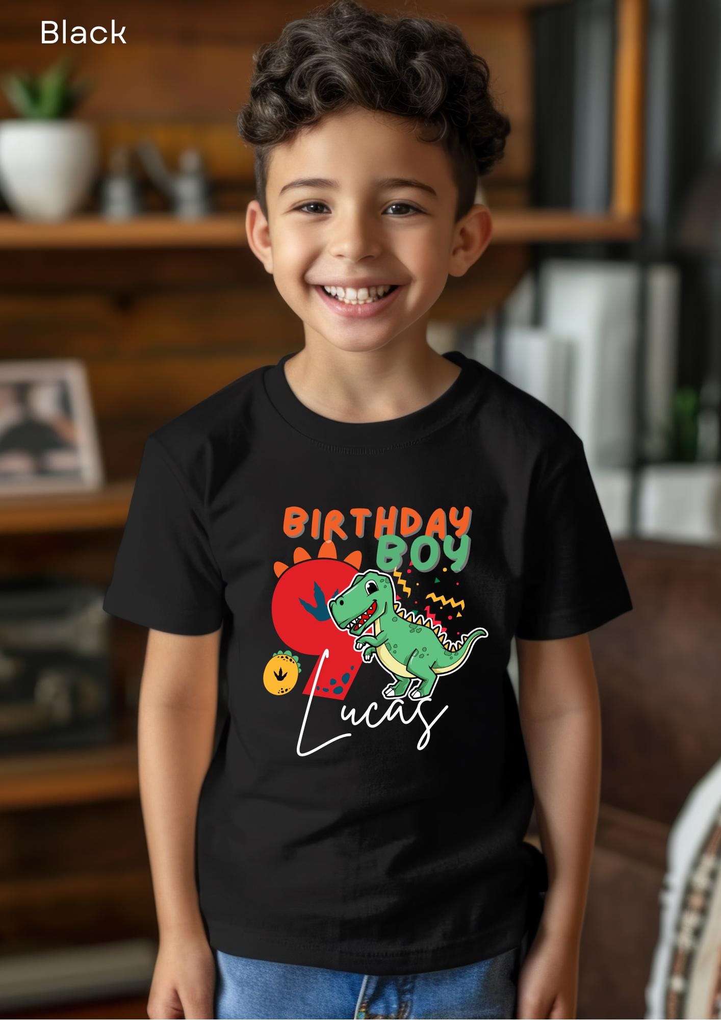 Personalized Dinosaur Birthday Shirt with Name & Number, Any Age Celebration, Personalised Dino Tee for Kids, Custom Dino Birthday Shirt
