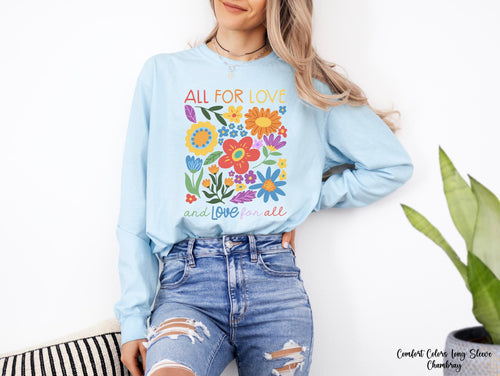 All For Love Love For All Sweatshirt, Pride Love Sweatshirt, LGBTQ Pride Crewneck, LGBT Gift For Friend, Pride Ally Era Sweatshirt, Gay Tee