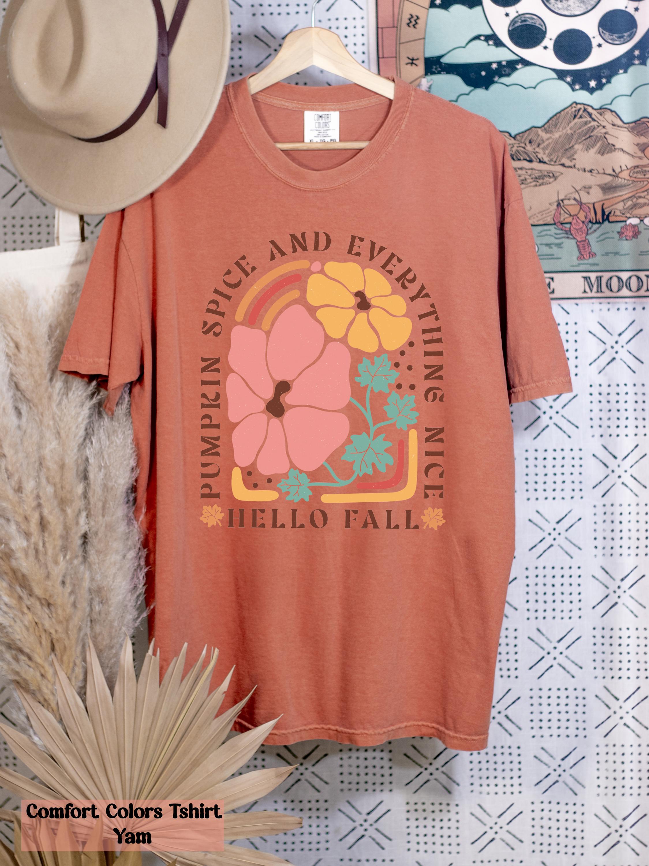 Hello Fall Shirt, Pumpkin Spice and Everything Nice Shirt, Floral Fall Shirt, Cute Fall Shirt, Fall Vibes Shirt, Pumpkin Spice Lover Tee