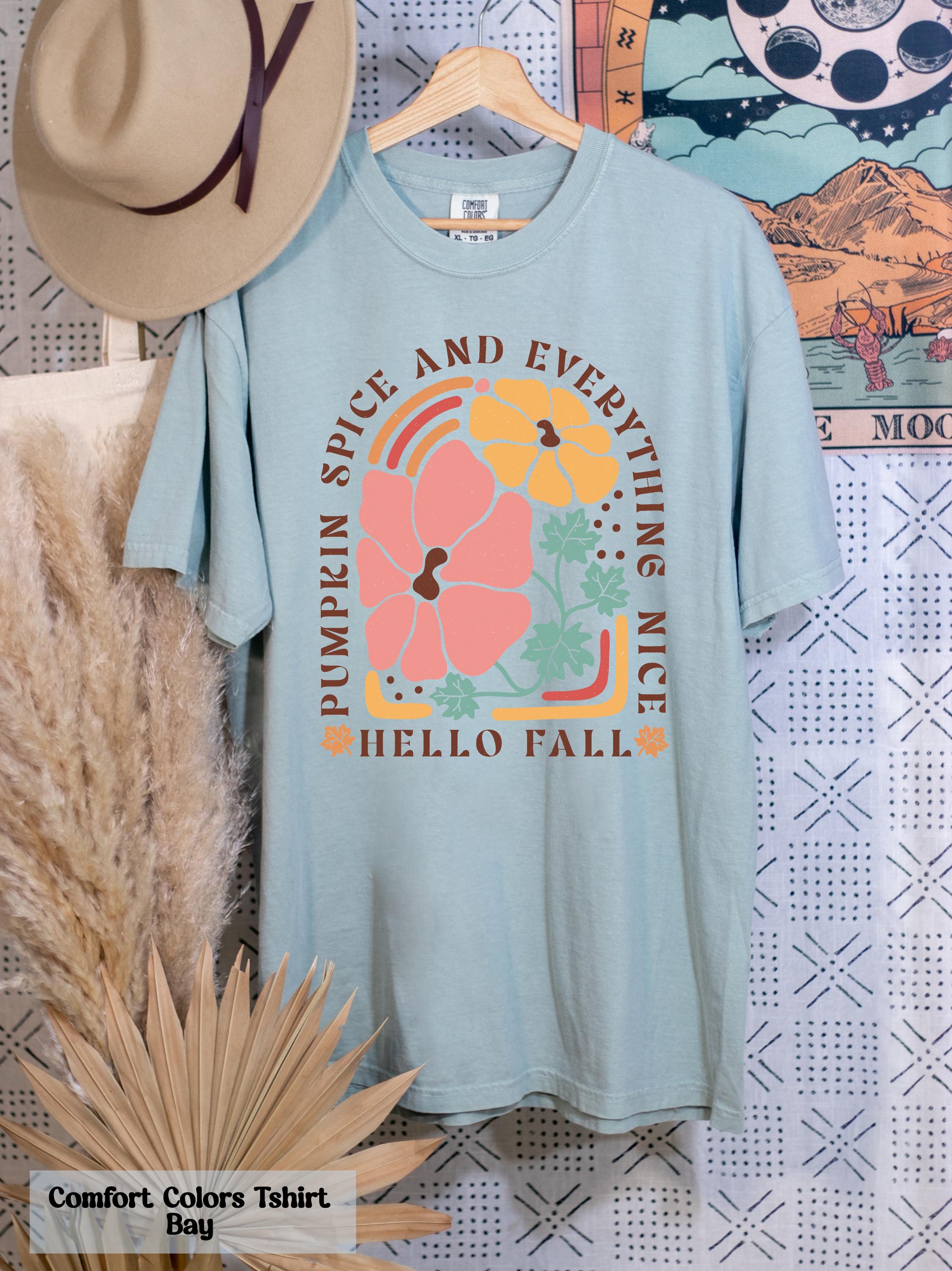 Hello Fall Shirt, Pumpkin Spice and Everything Nice Shirt, Floral Fall Shirt, Cute Fall Shirt, Fall Vibes Shirt, Pumpkin Spice Lover Tee
