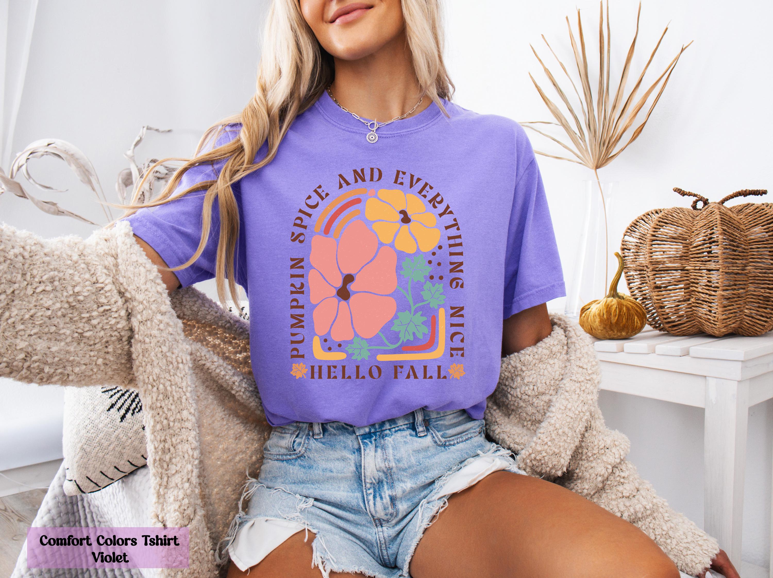 Hello Fall Shirt, Pumpkin Spice and Everything Nice Shirt, Floral Fall Shirt, Cute Fall Shirt, Fall Vibes Shirt, Pumpkin Spice Lover Tee