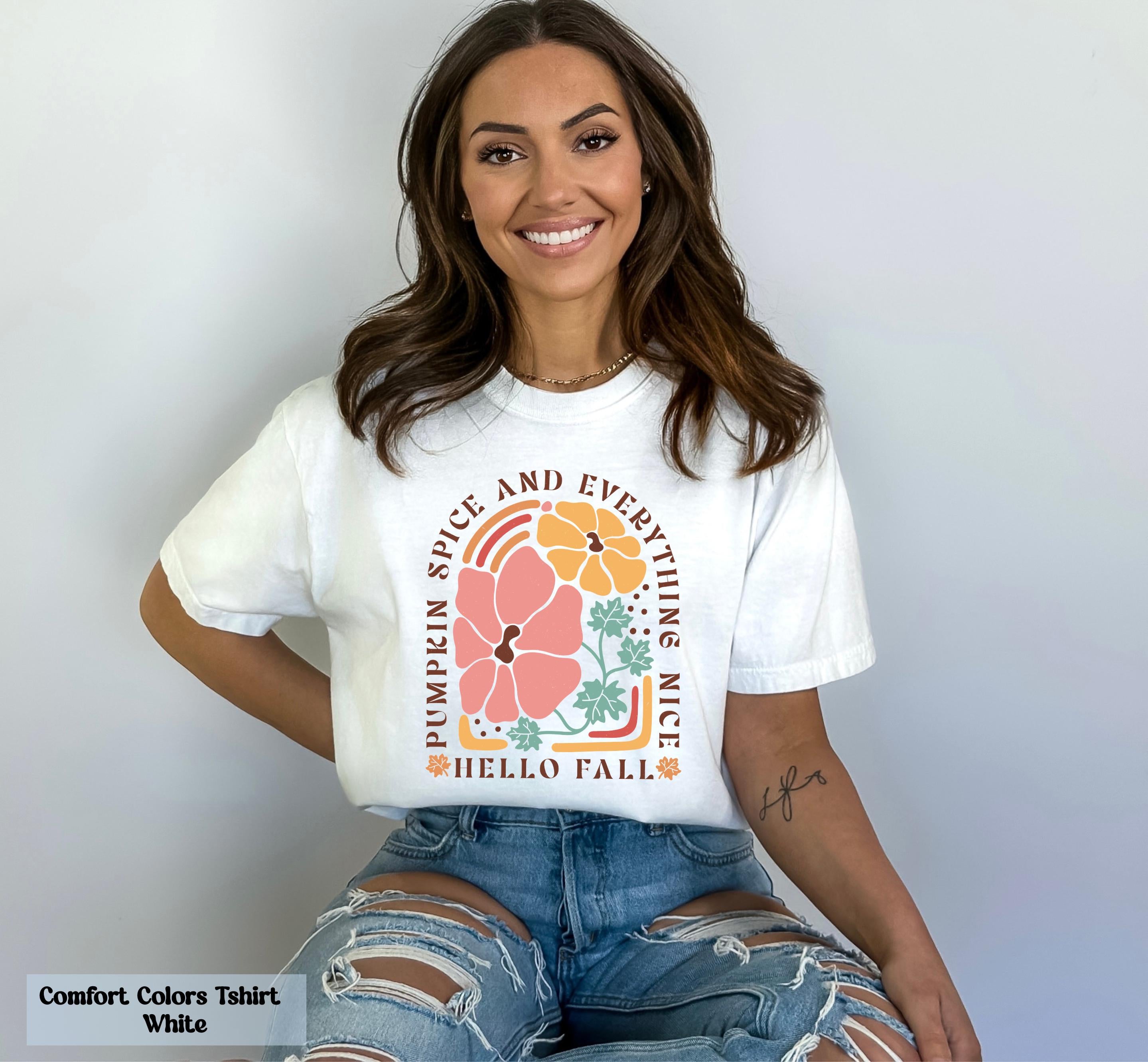 Hello Fall Shirt, Pumpkin Spice and Everything Nice Shirt, Floral Fall Shirt, Cute Fall Shirt, Fall Vibes Shirt, Pumpkin Spice Lover Tee